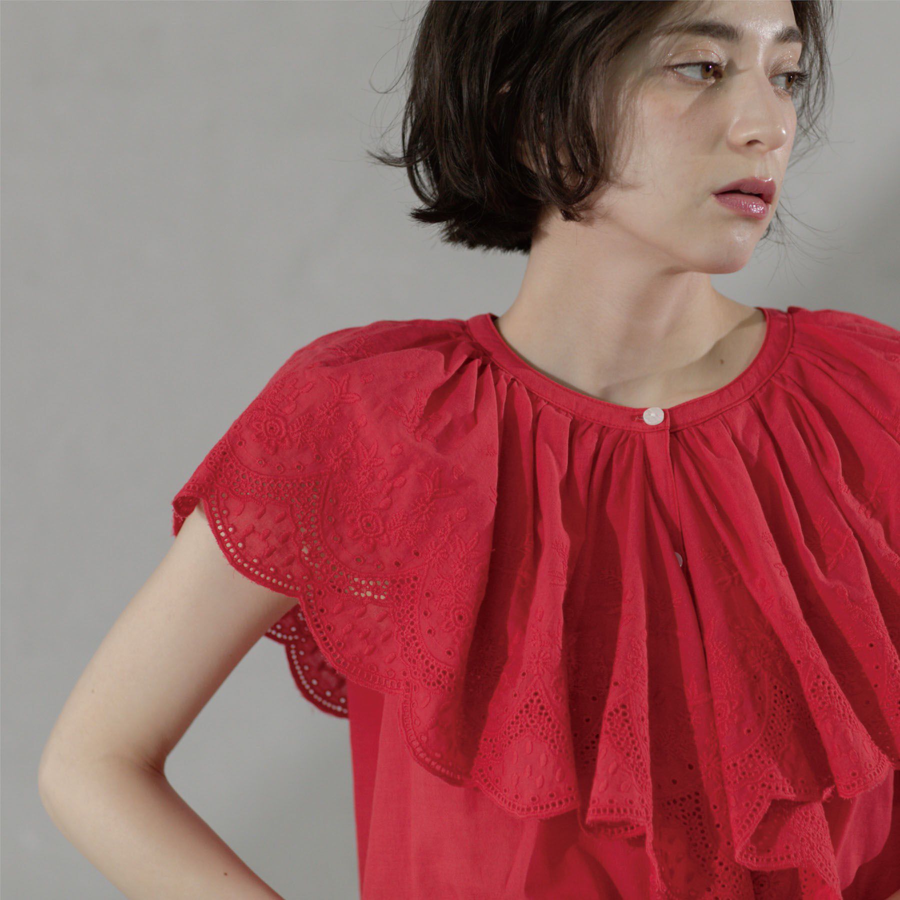 OPAQUE.CLIP「刺繍レースカラーブラウス」|シャツ・ブラウス|