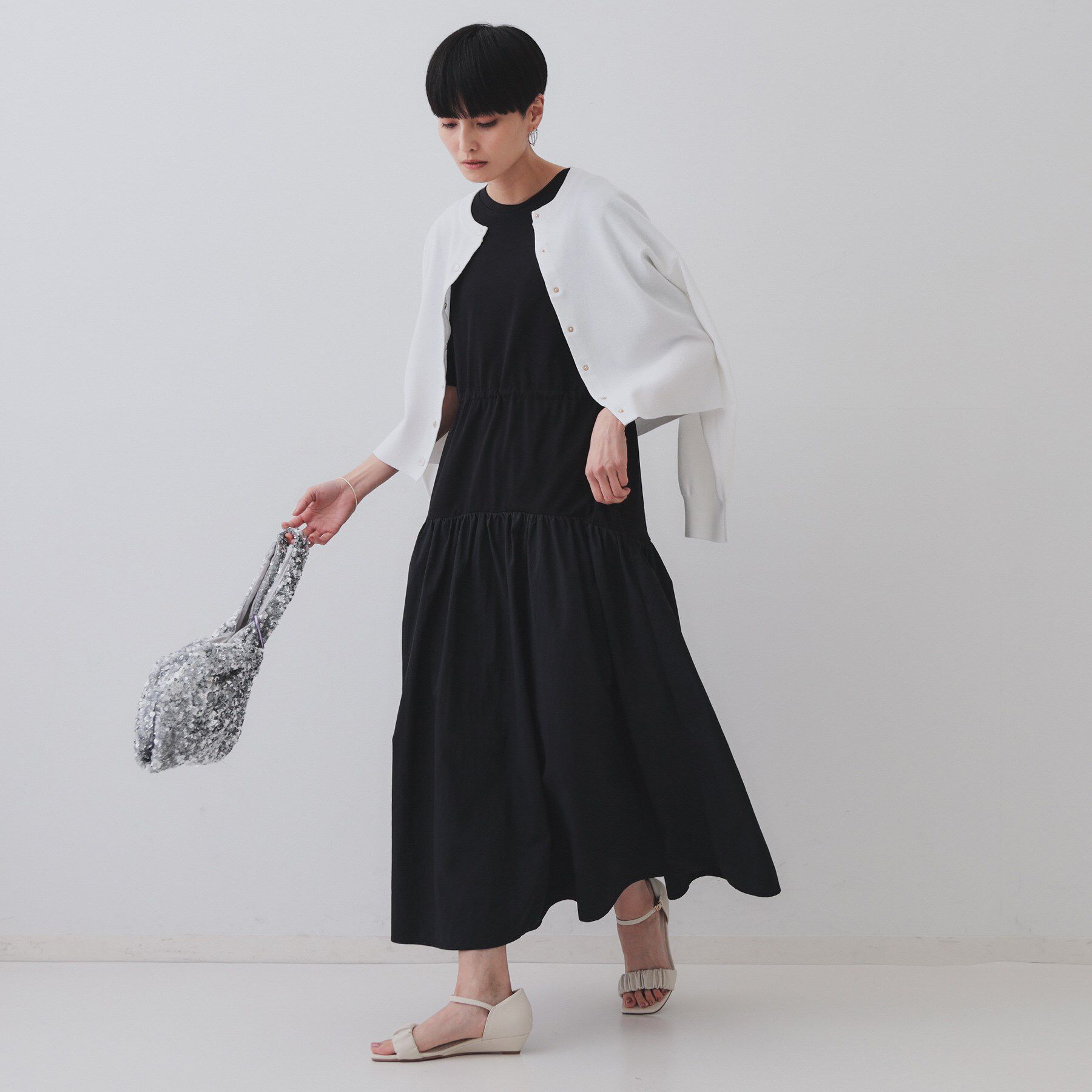 OPAQUE.CLIP「フィット＆フレアドッキングワンピース【洗濯機洗い可】」|ワンピース|