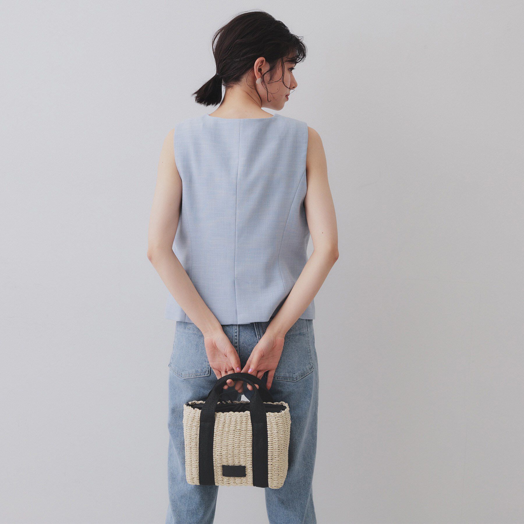 OPAQUE.CLIP「【2WAY】スクエアミドルペーパーかごバッグ」|ショルダー・メッセンジャー|