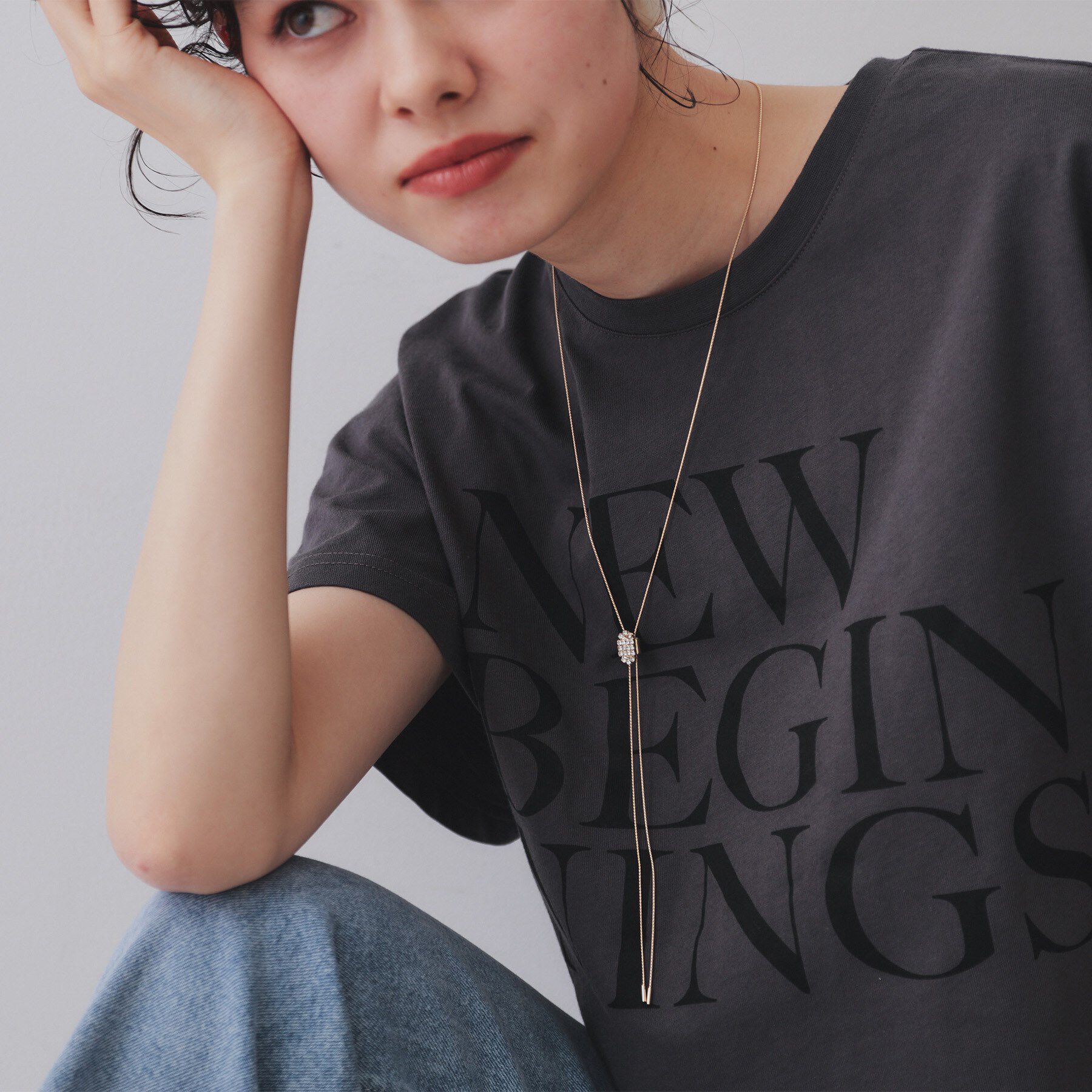 OPAQUE.CLIP「楕円ビジュースライドネックレス」|ネックレス|