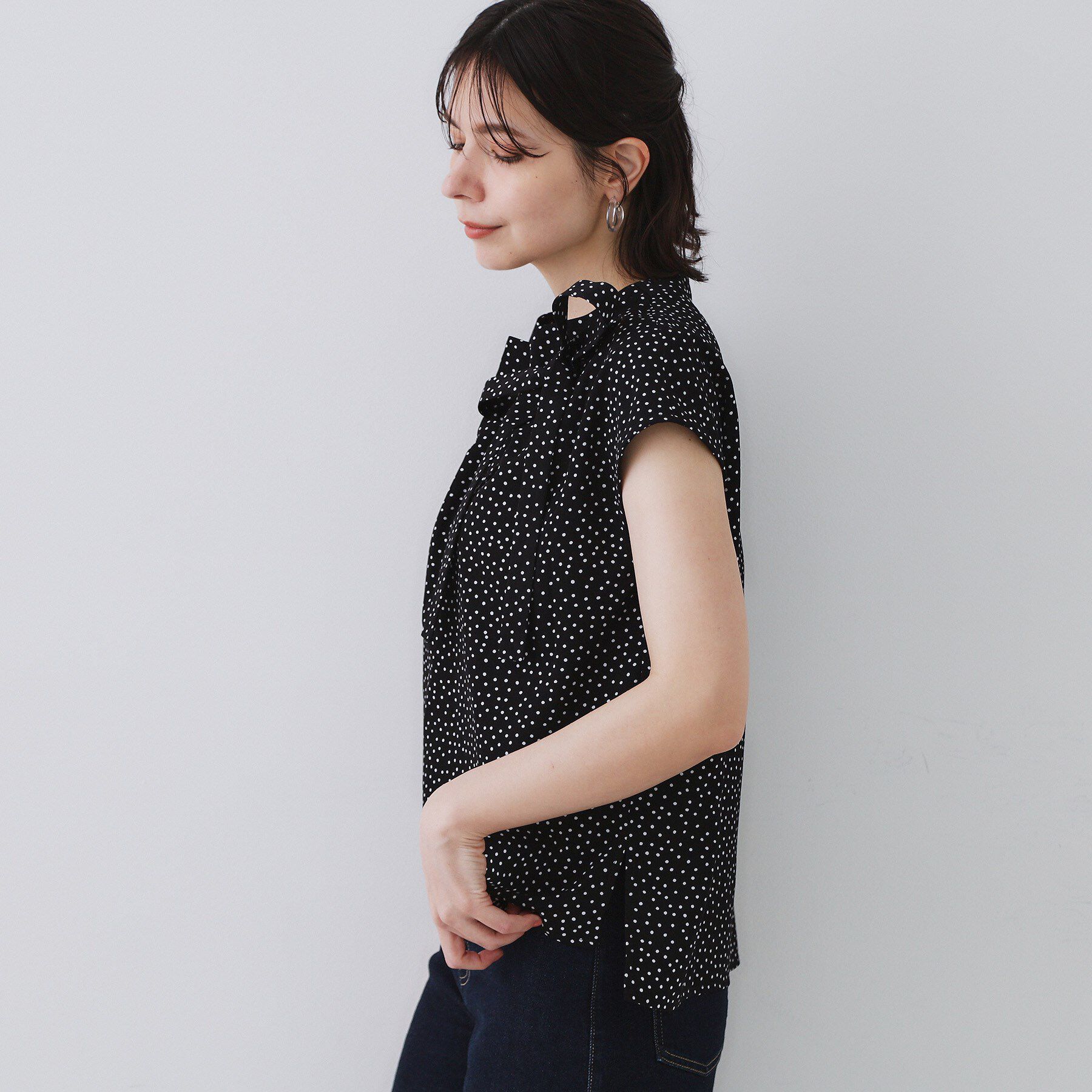 OPAQUE.CLIP「ラッピングボウタイドットブラウス【洗濯機洗い可】」|シャツ・ブラウス|