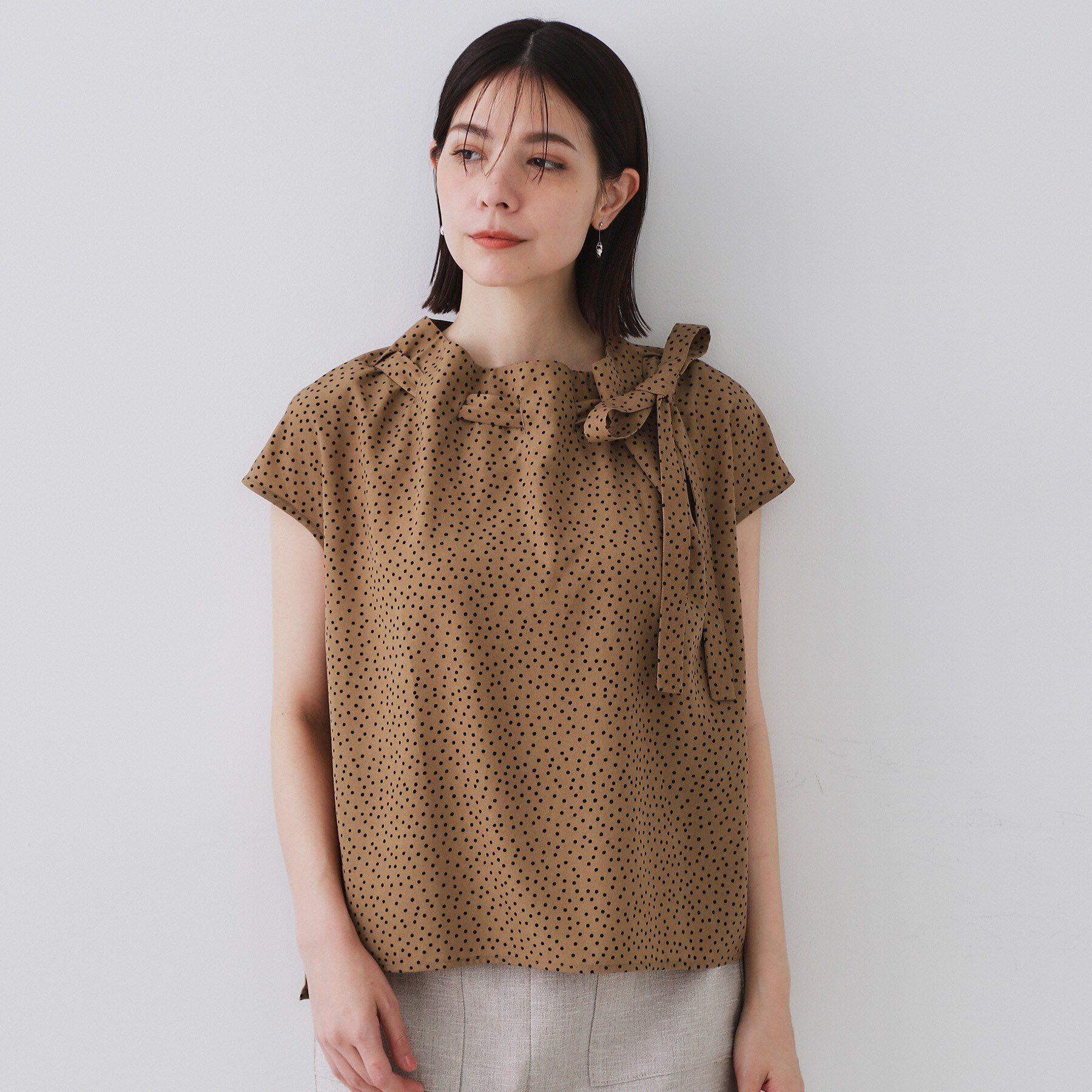 OPAQUE.CLIP「ラッピングボウタイドットブラウス【洗濯機洗い可】」|シャツ・ブラウス|