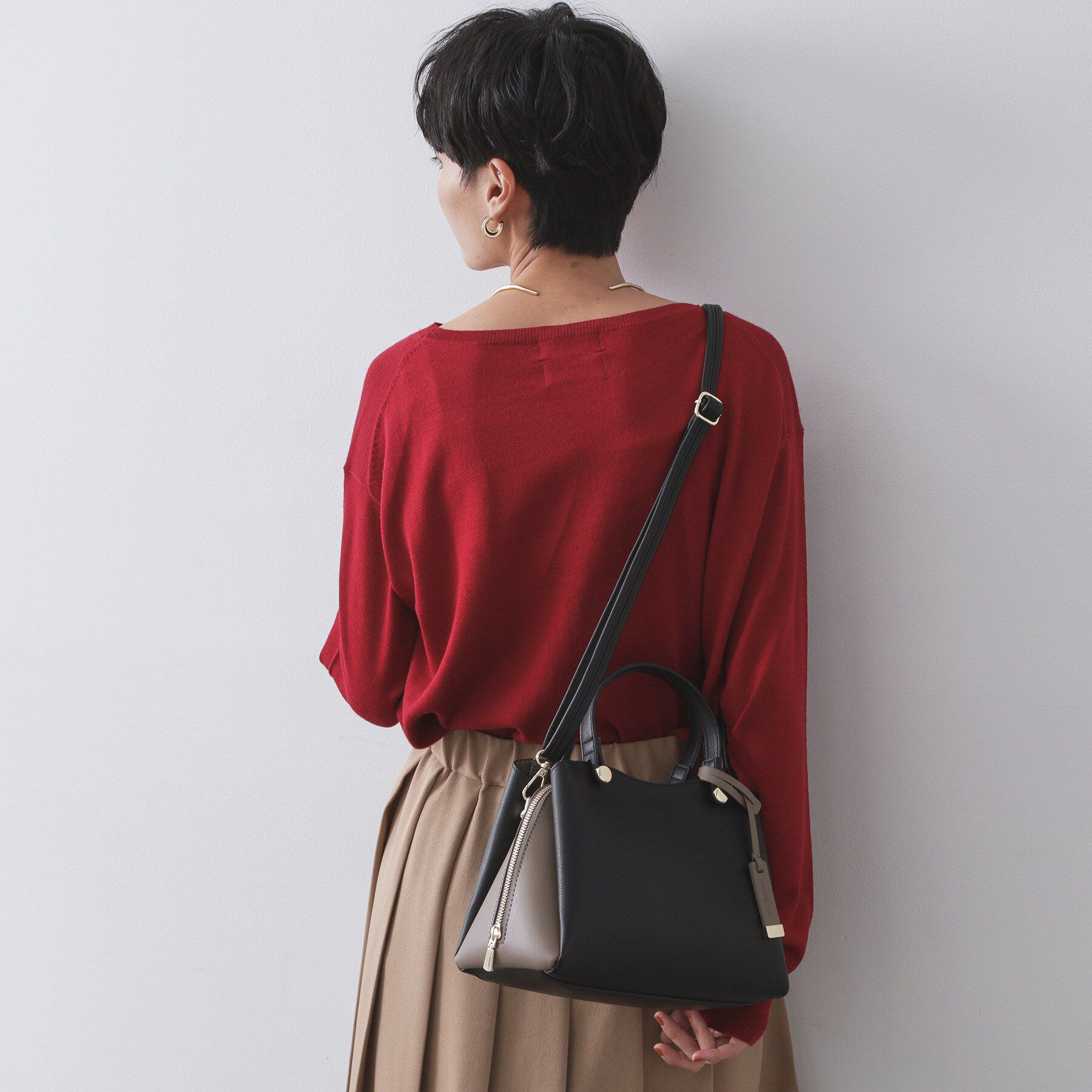 OPAQUE.CLIP「【2WAY/名品】バイカラーミドルボストンバッグ」|ショルダー・メッセンジャー|