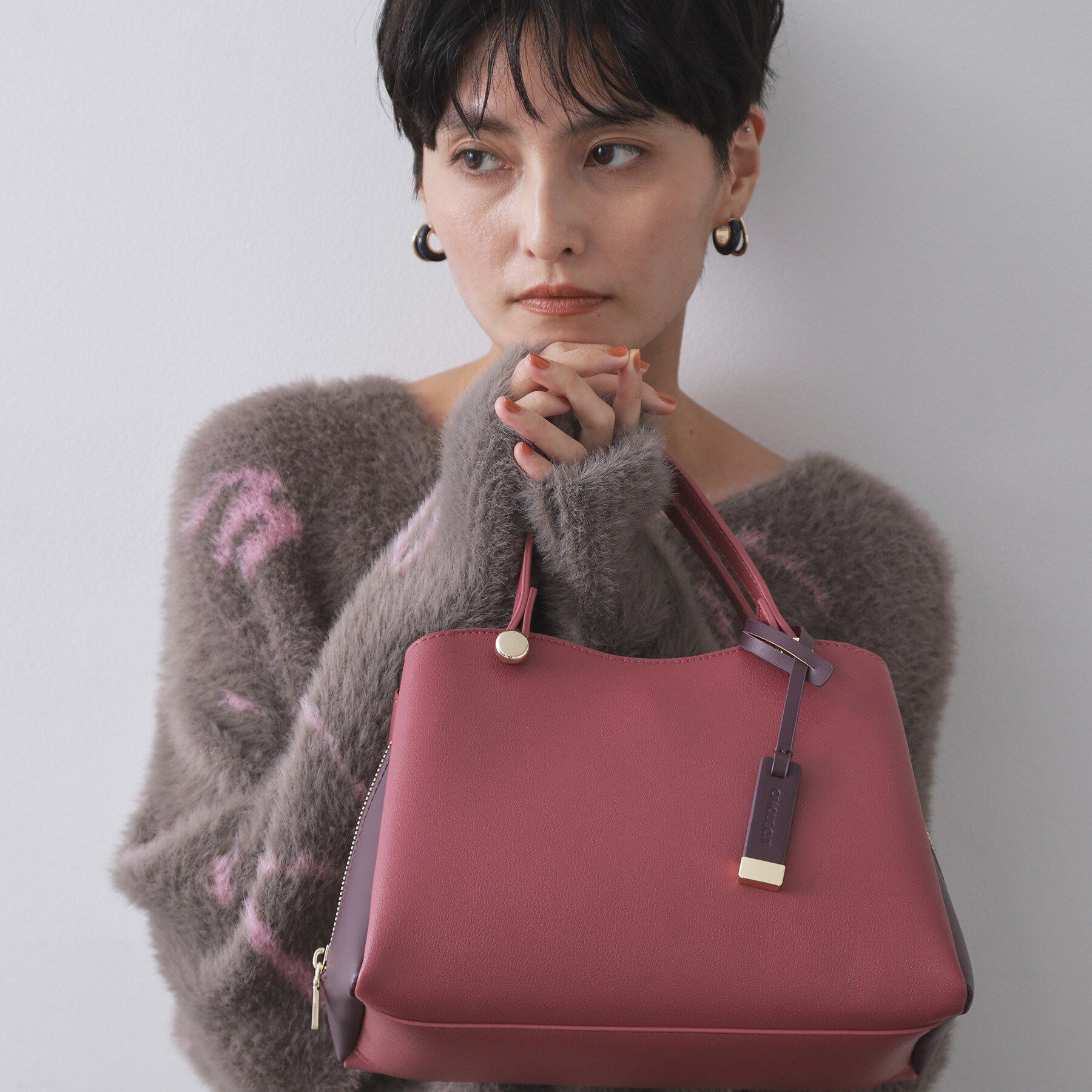 OPAQUE.CLIP「【2WAY/名品】バイカラーミドルボストンバッグ」|ショルダー・メッセンジャー|ピンク(574)