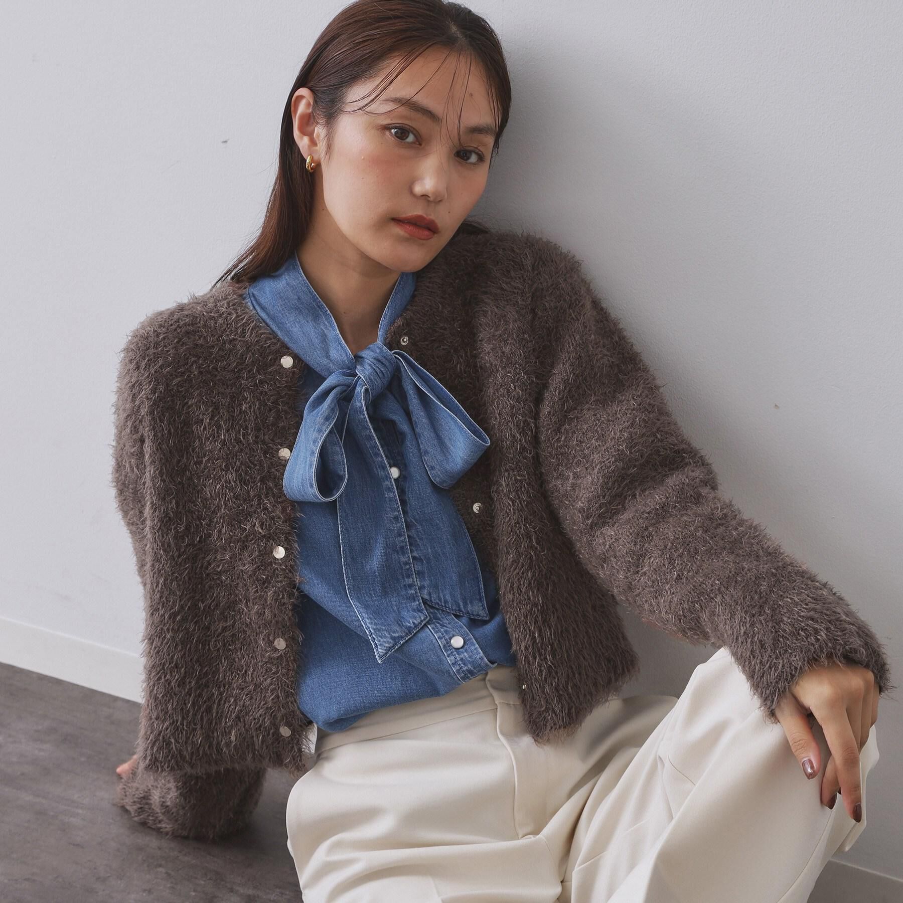 OPAQUE.CLIP「シャギーショートカーディガン【洗濯機OK】《6col》」|カーディガン|