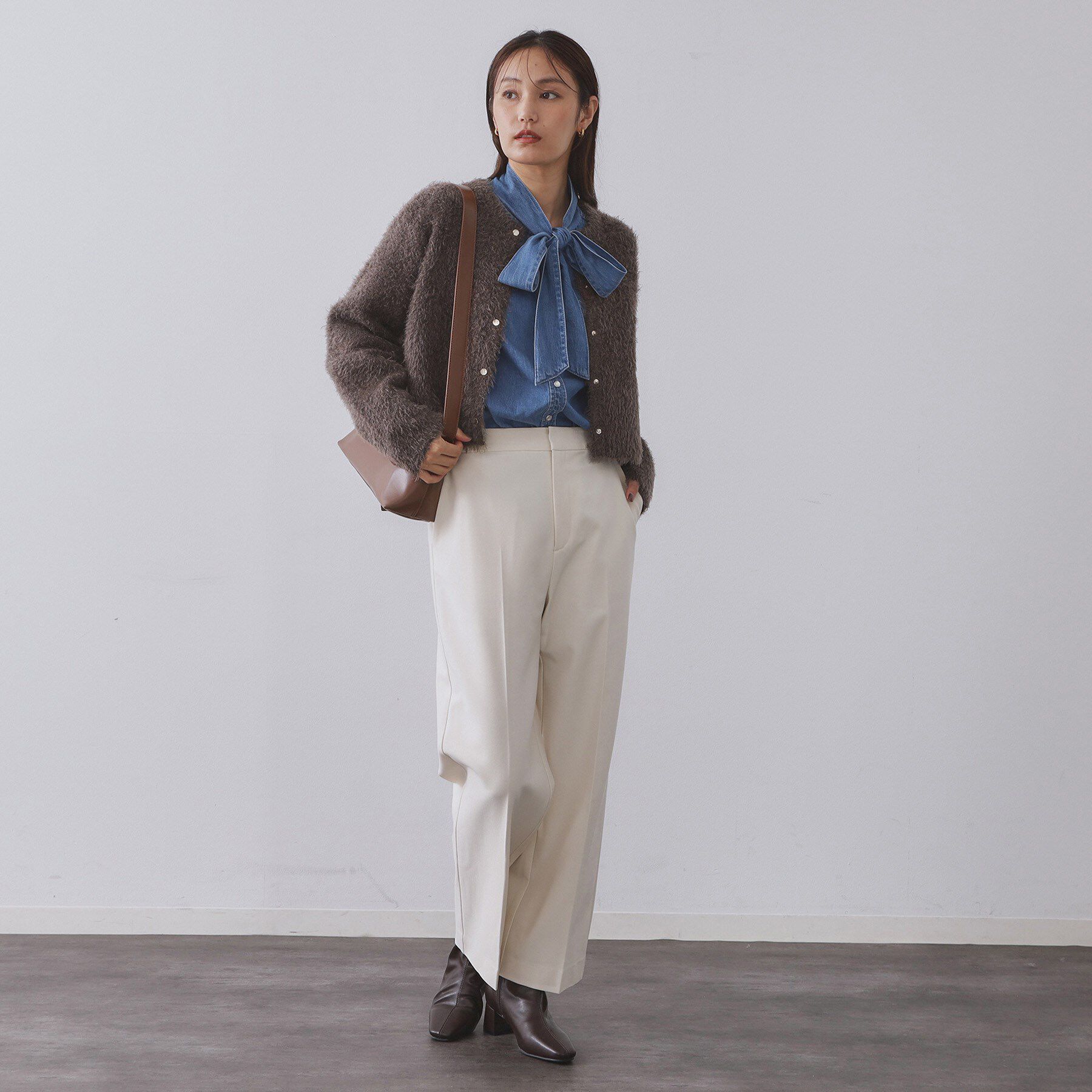 OPAQUE.CLIP「シャギーショートカーディガン【洗濯機OK】《6col》」|カーディガン|