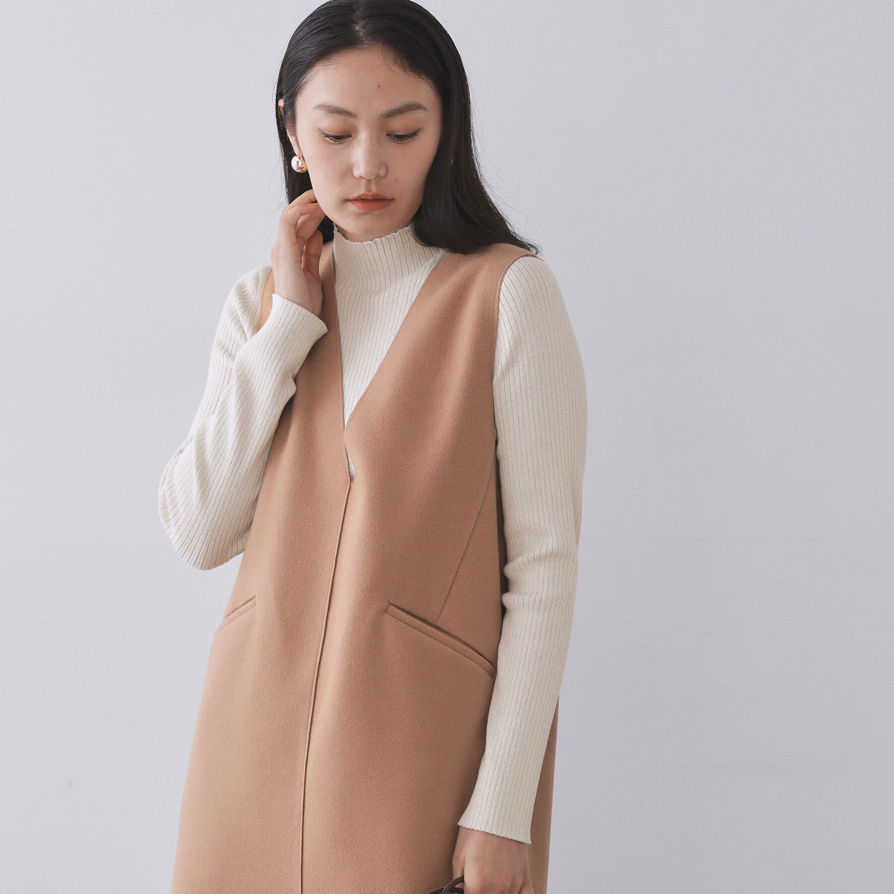 OPAQUE.CLIP「ハイネックリブニット【洗濯機OK】《6col》」|ニット・セーター|