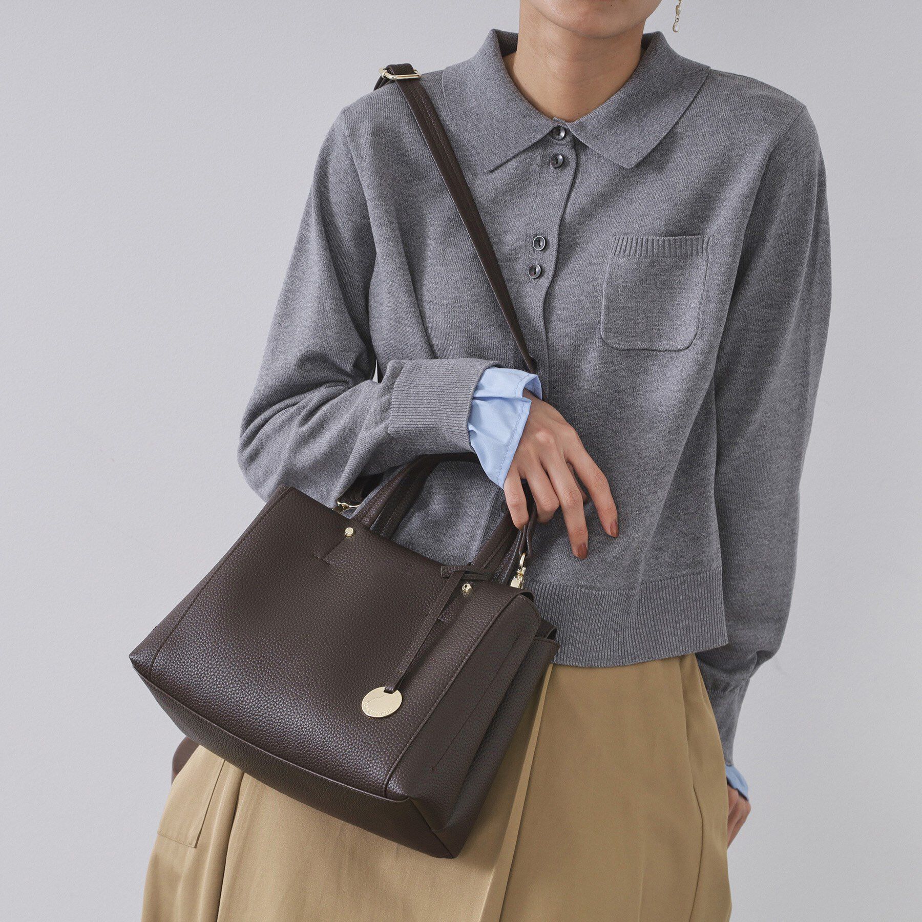 OPAQUE.CLIP「【2WAY/人間工学】シュリンクミドルトートバッグ」|トートバッグ|