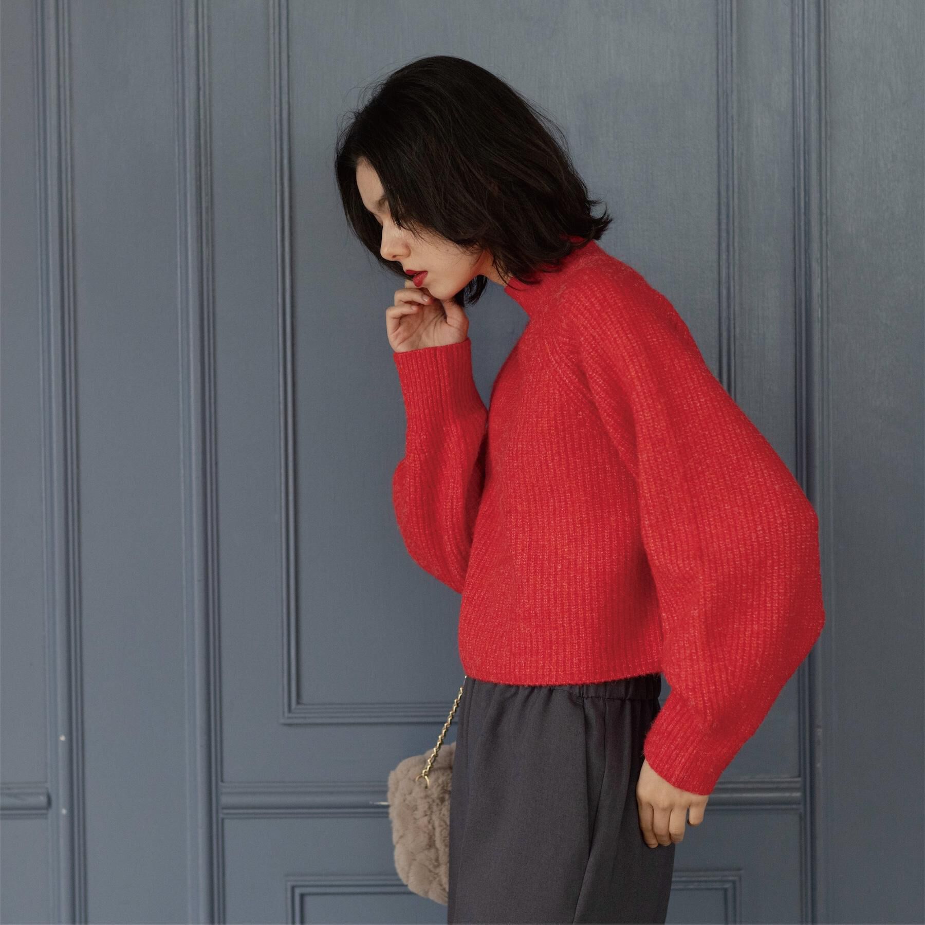 OPAQUE.CLIP「MIXミドルゲージショートあぜニット【洗濯機OK】」|ニット・セーター|