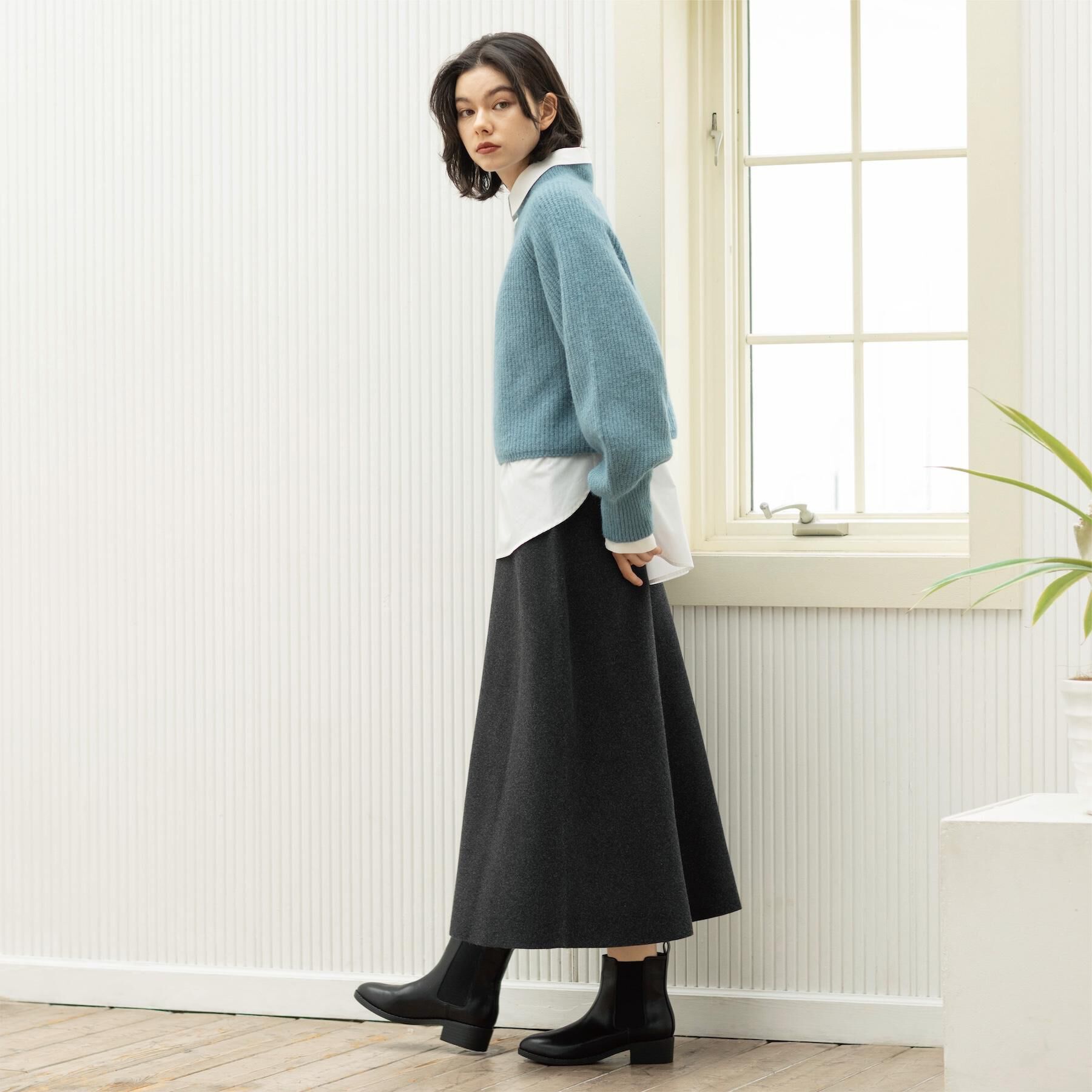 OPAQUE.CLIP「MIXミドルゲージショートあぜニット【洗濯機OK】」|ニット・セーター|