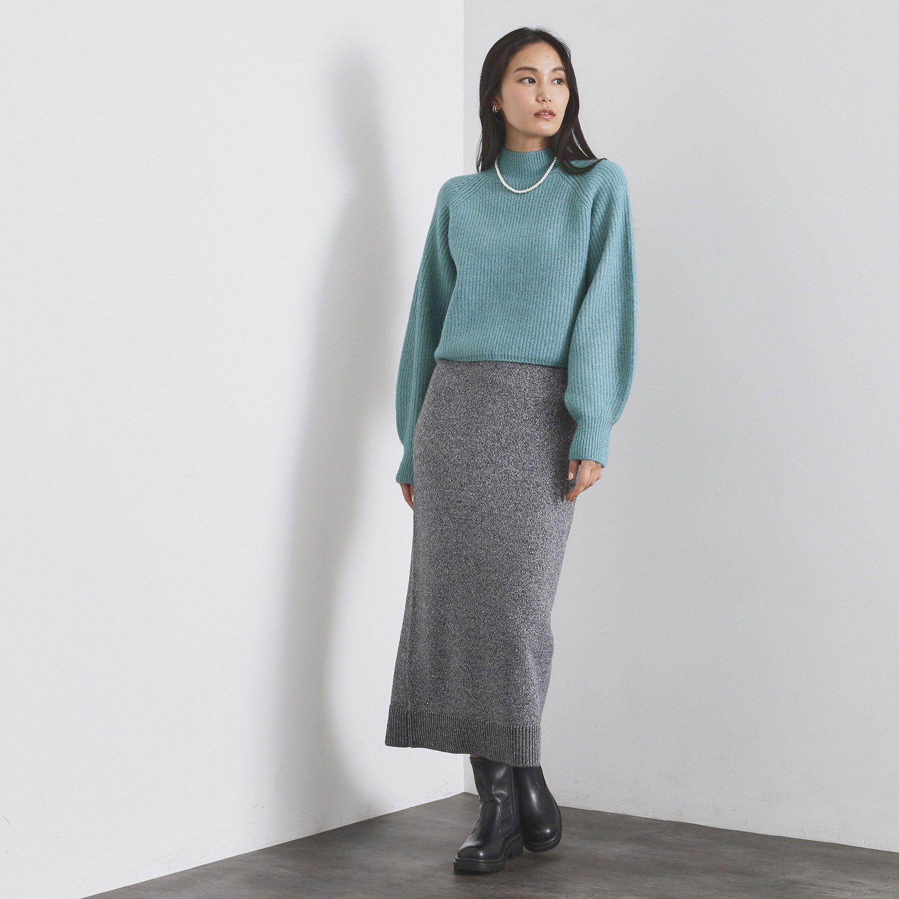 OPAQUE.CLIP「MIXミドルゲージショートあぜニット【洗濯機OK】」|ニット・セーター|