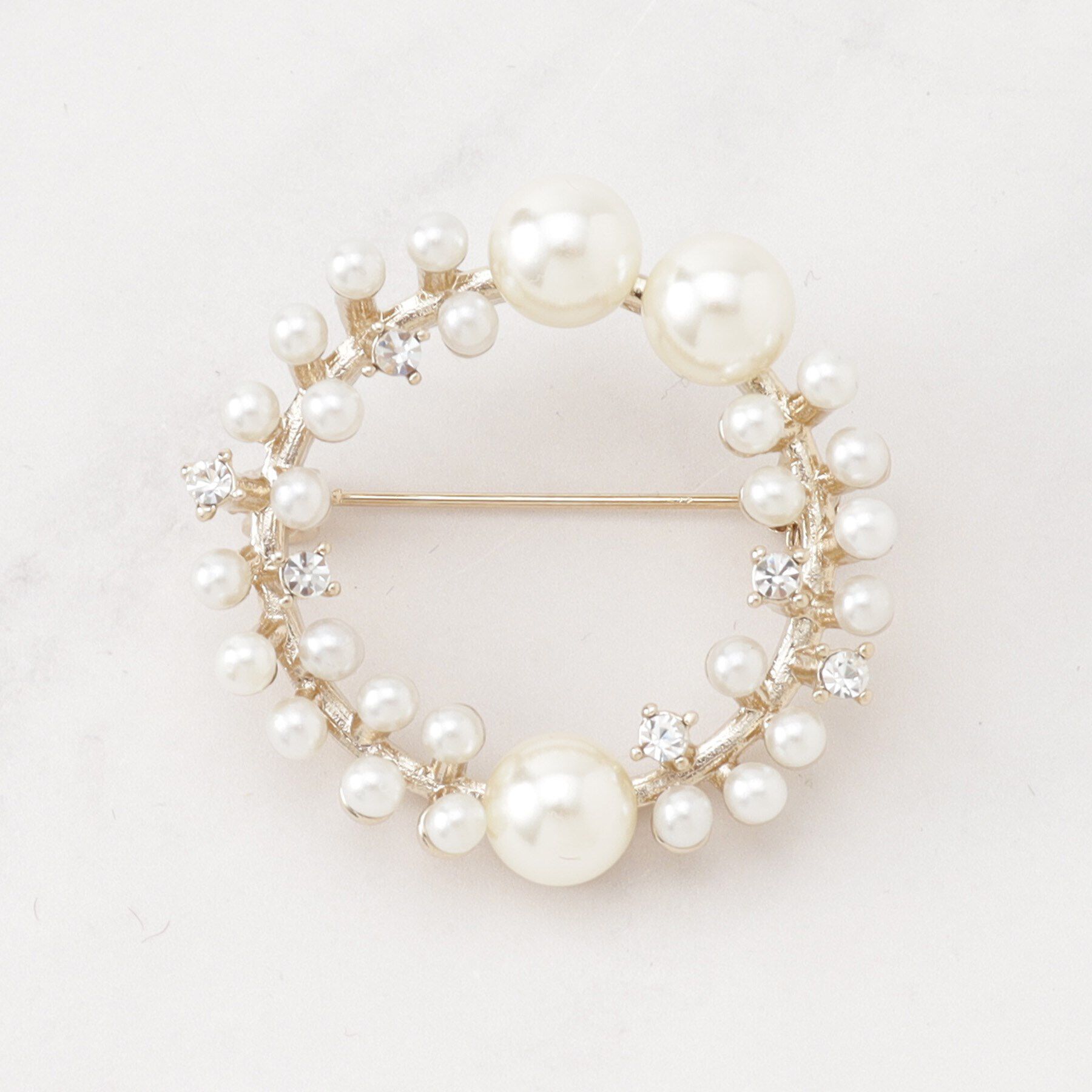 Couture broach「サークルパール調ブローチ」|ブローチ・コサージュ|ゴールド(007)