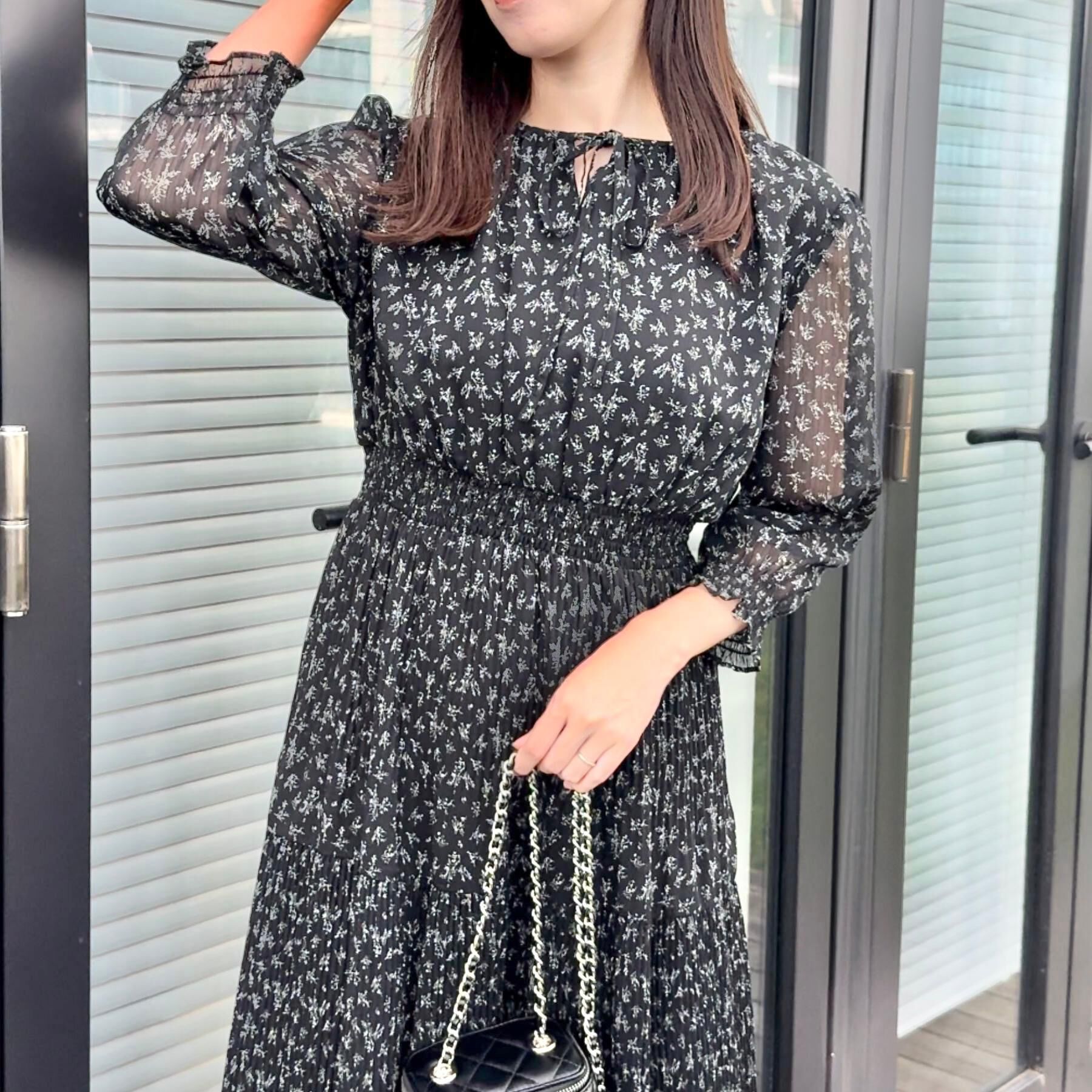 Couture broach「【一枚で着映える・花柄・通勤】前後2WAYシフォン楊柳小花ワンピース」|ワンピース|