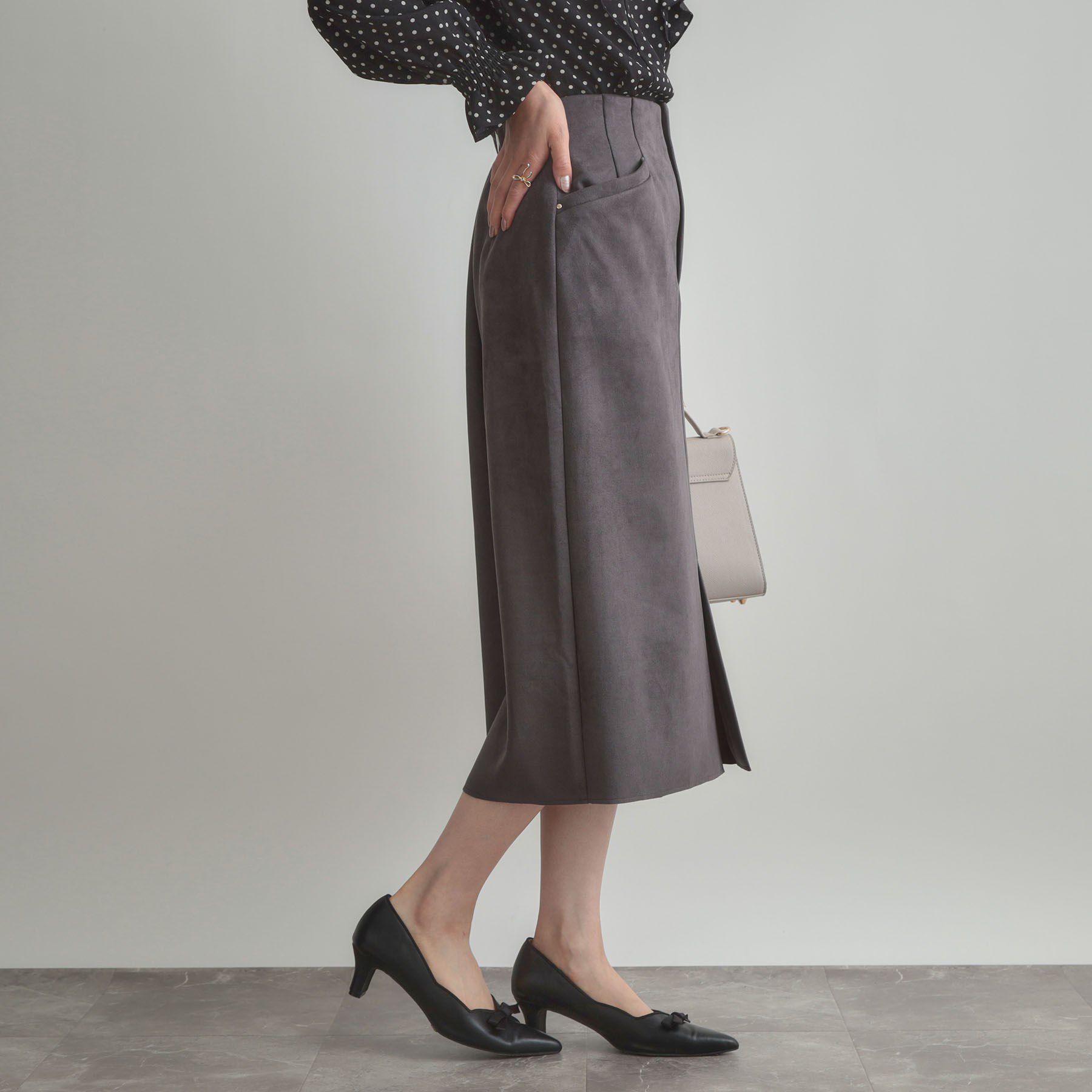 Couture broach「【洗える・ストレッチ・通勤】スエード調ダンボールIラインスカート」|スカート|