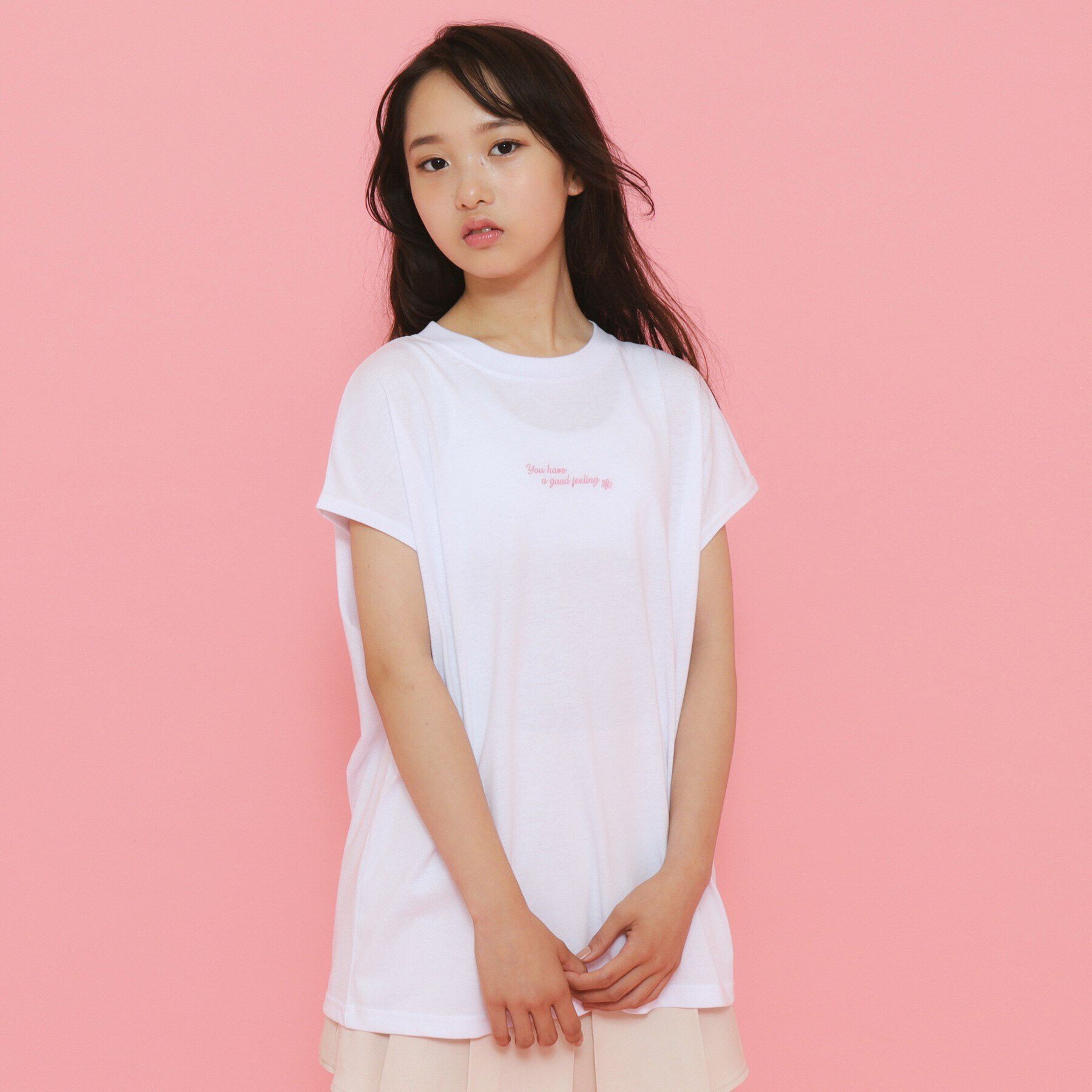 PINK-latte「【130cmあり】スプレープリントゆる Tシャツ」|Tシャツ・カットソー|
