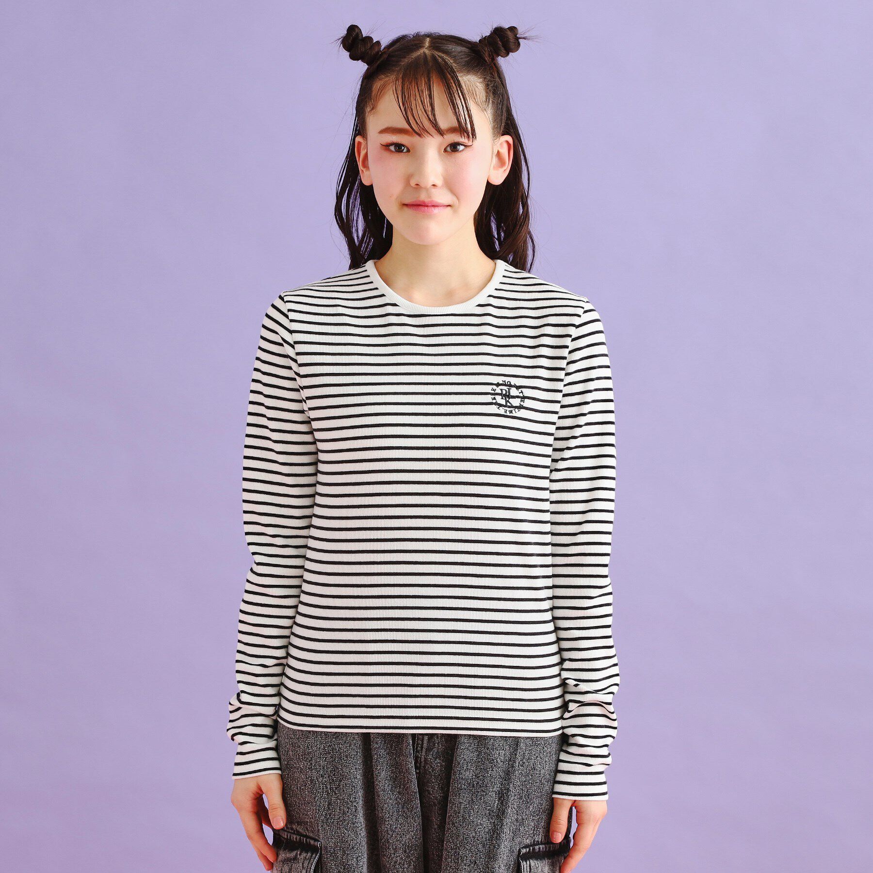 PINK-latte「シンプルテレコ長袖プルオーバー」|Tシャツ・カットソー|