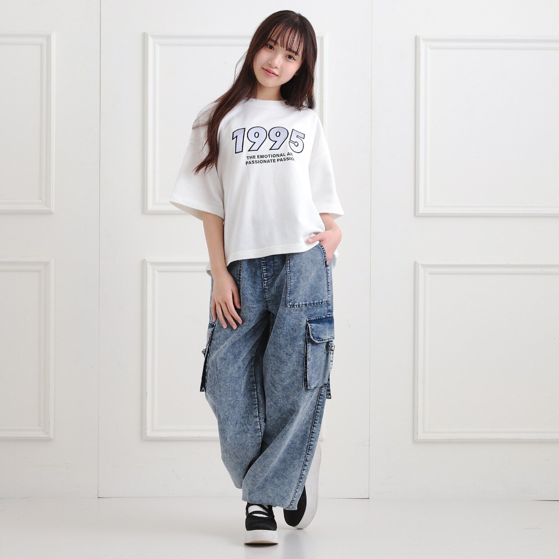 PINK-latte「ミニ裏デザインアップリケTシャツ」|Tシャツ・カットソー|