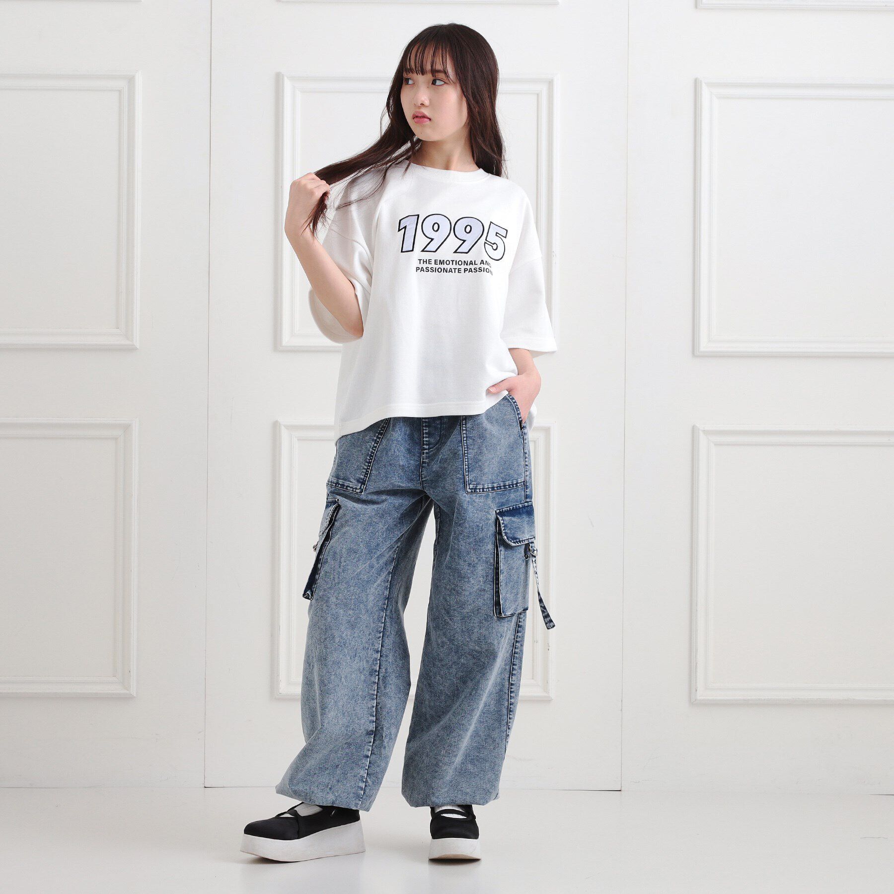 PINK-latte「ミニ裏デザインアップリケTシャツ」|Tシャツ・カットソー|