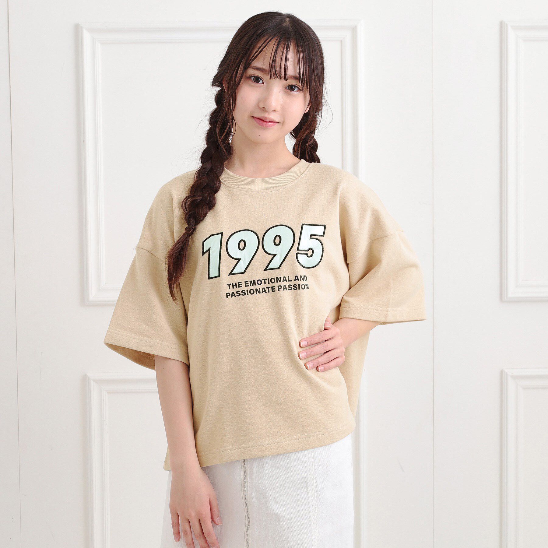 PINK-latte「ミニ裏デザインアップリケTシャツ」|Tシャツ・カットソー|ライトベージュ(05