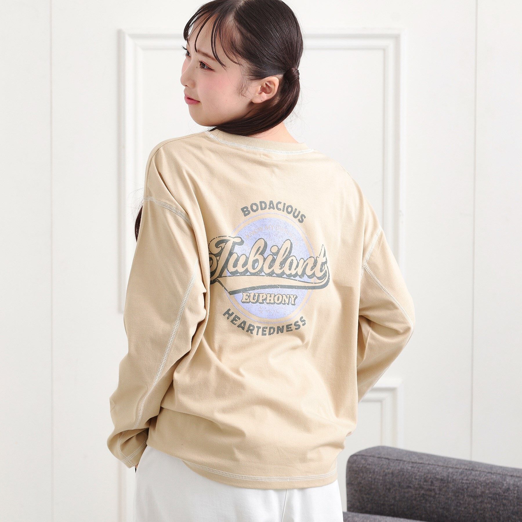 PINK-latte「配色ステッチロンT」|Tシャツ・カットソー|