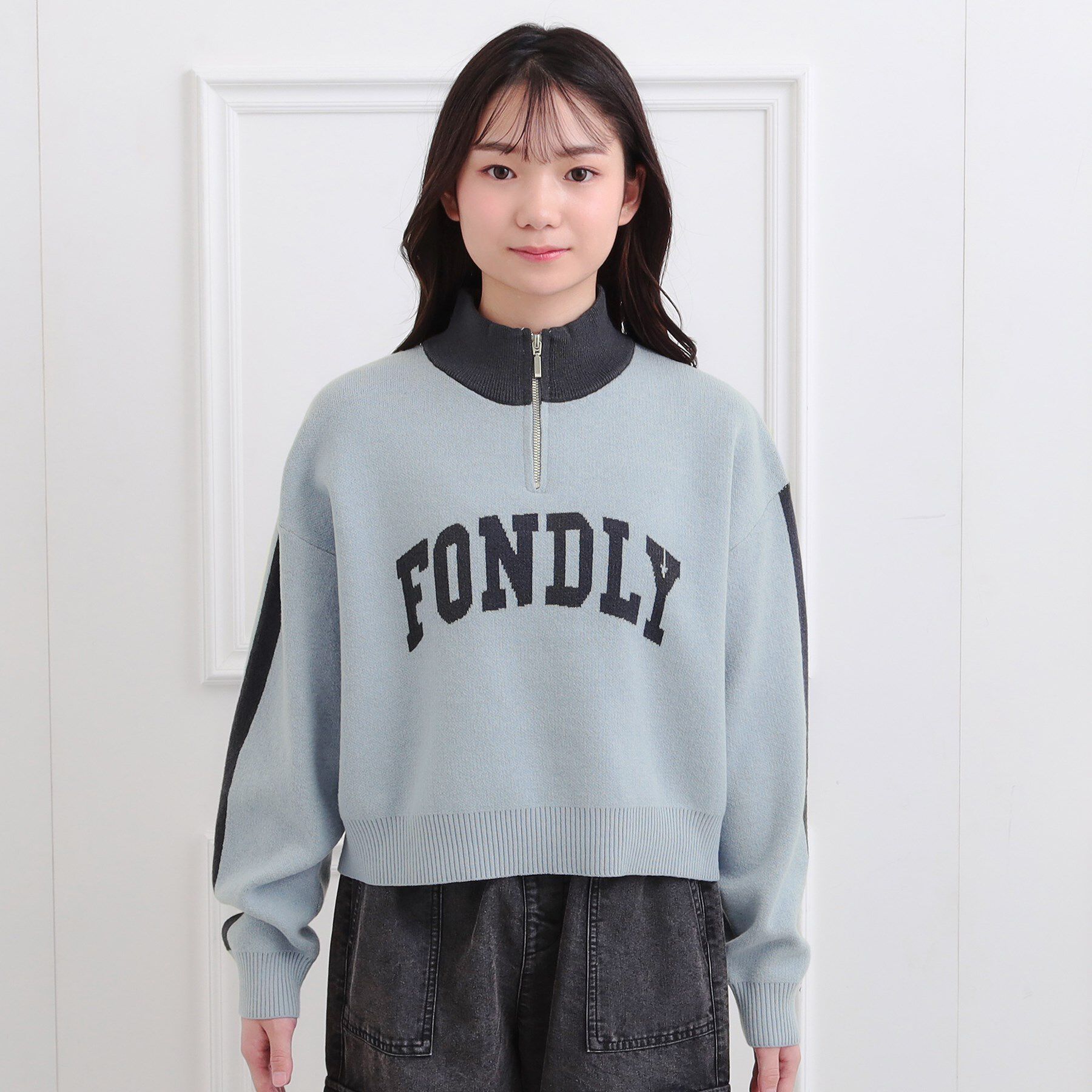 PINK-latte「もちもちハーフZIPニットプルオーバー」|ニット・セーター|