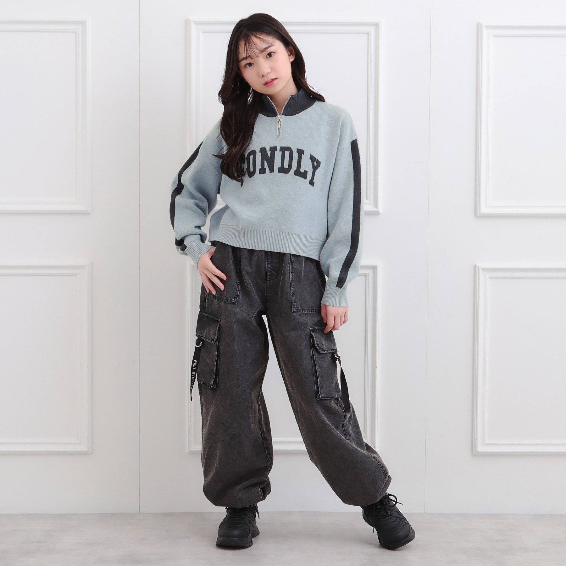 PINK-latte「もちもちハーフZIPニットプルオーバー」|ニット・セーター|