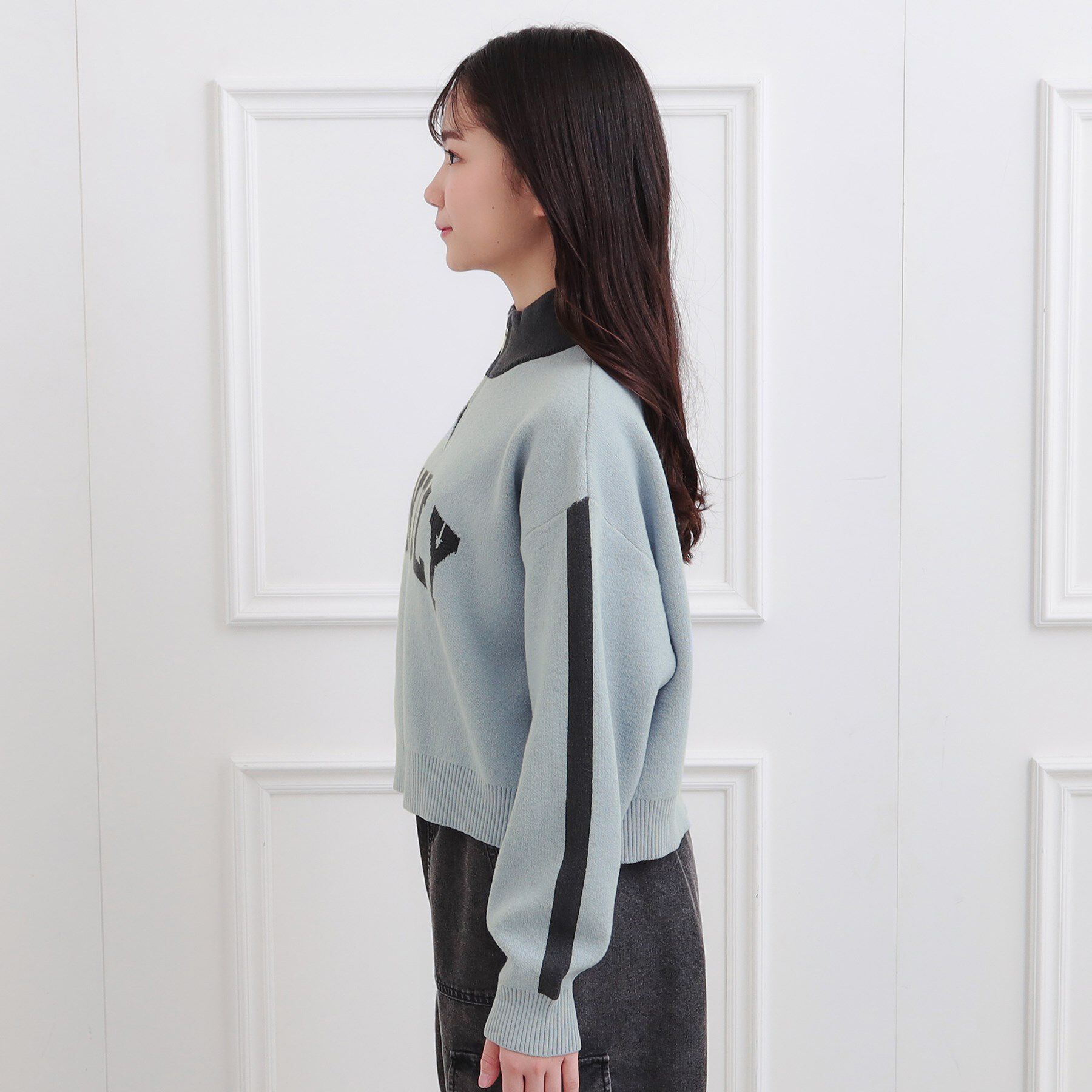 PINK-latte「もちもちハーフZIPニットプルオーバー」|ニット・セーター|