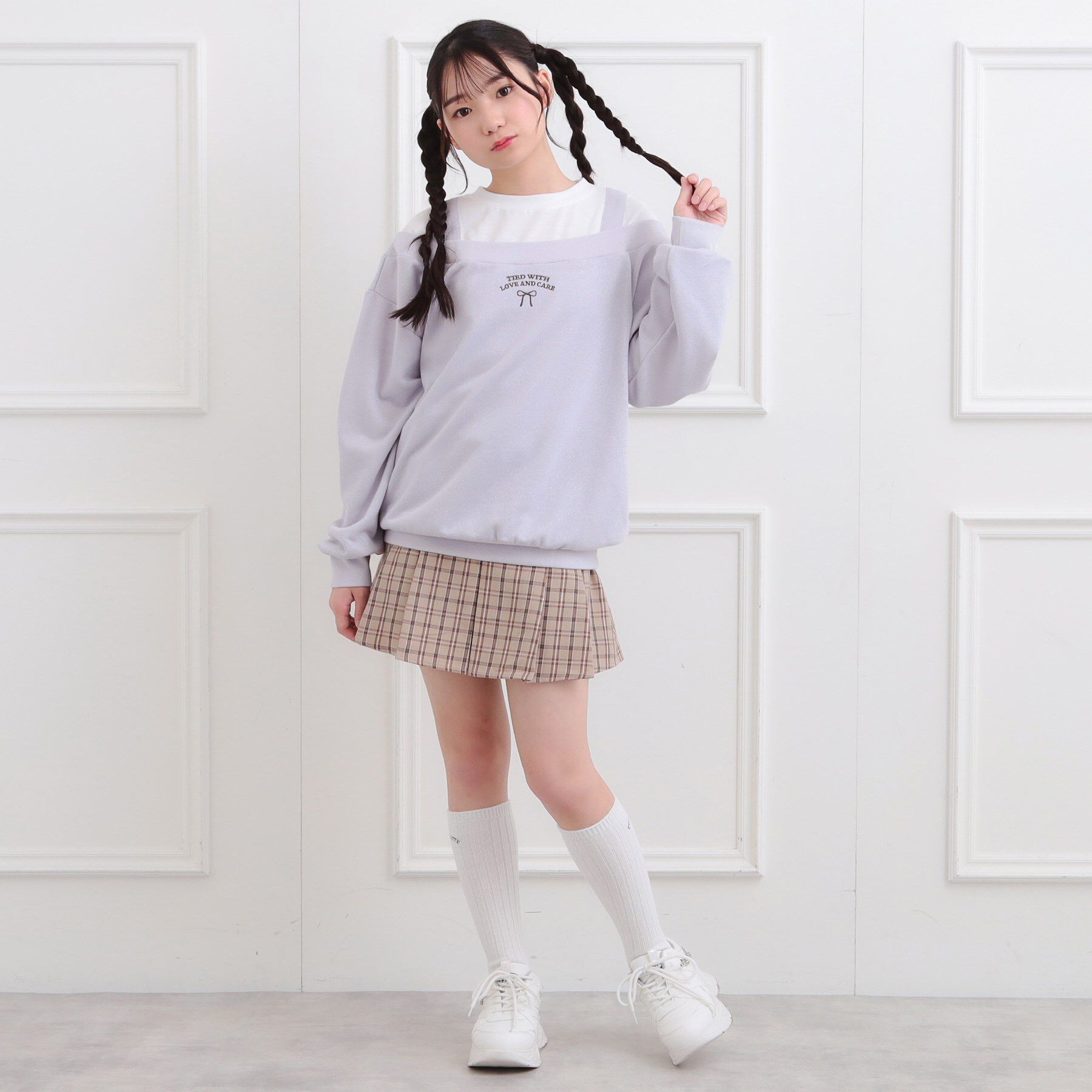 PINK-latte「ラメ裏毛オフショル風プルオーバー」|Tシャツ・カットソー|