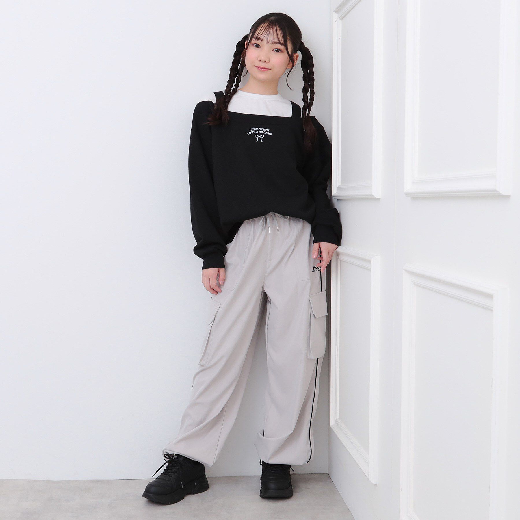 PINK-latte「ラメ裏毛オフショル風プルオーバー」|Tシャツ・カットソー|