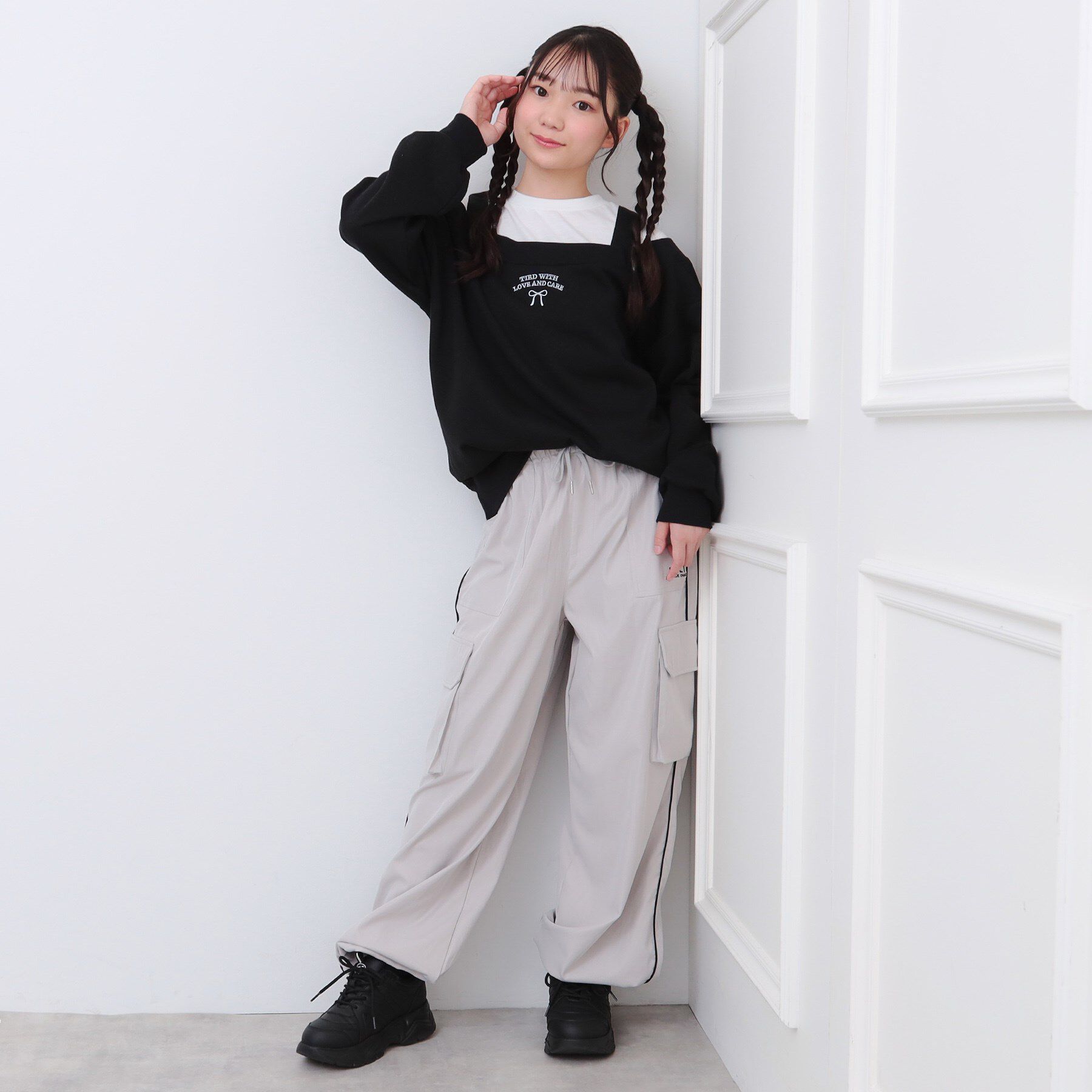 PINK-latte「ラメ裏毛オフショル風プルオーバー」|Tシャツ・カットソー|