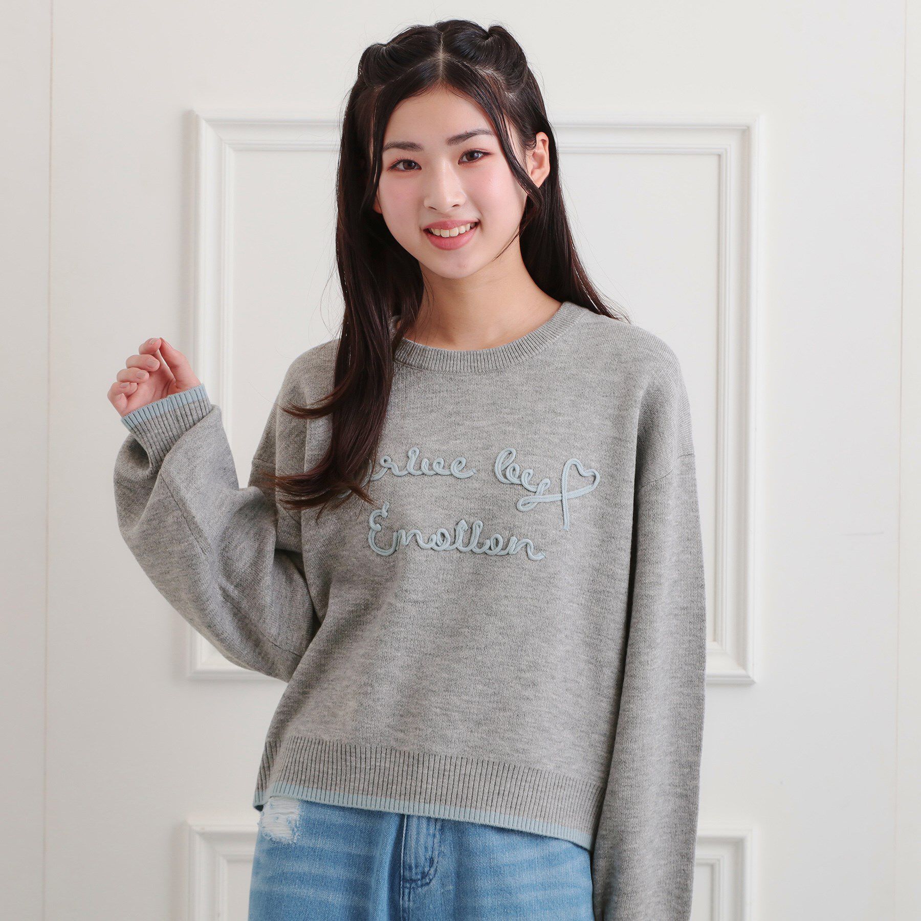 PINK-latte「コード風ステッチニットプルオーバー」|ニット・セーター|