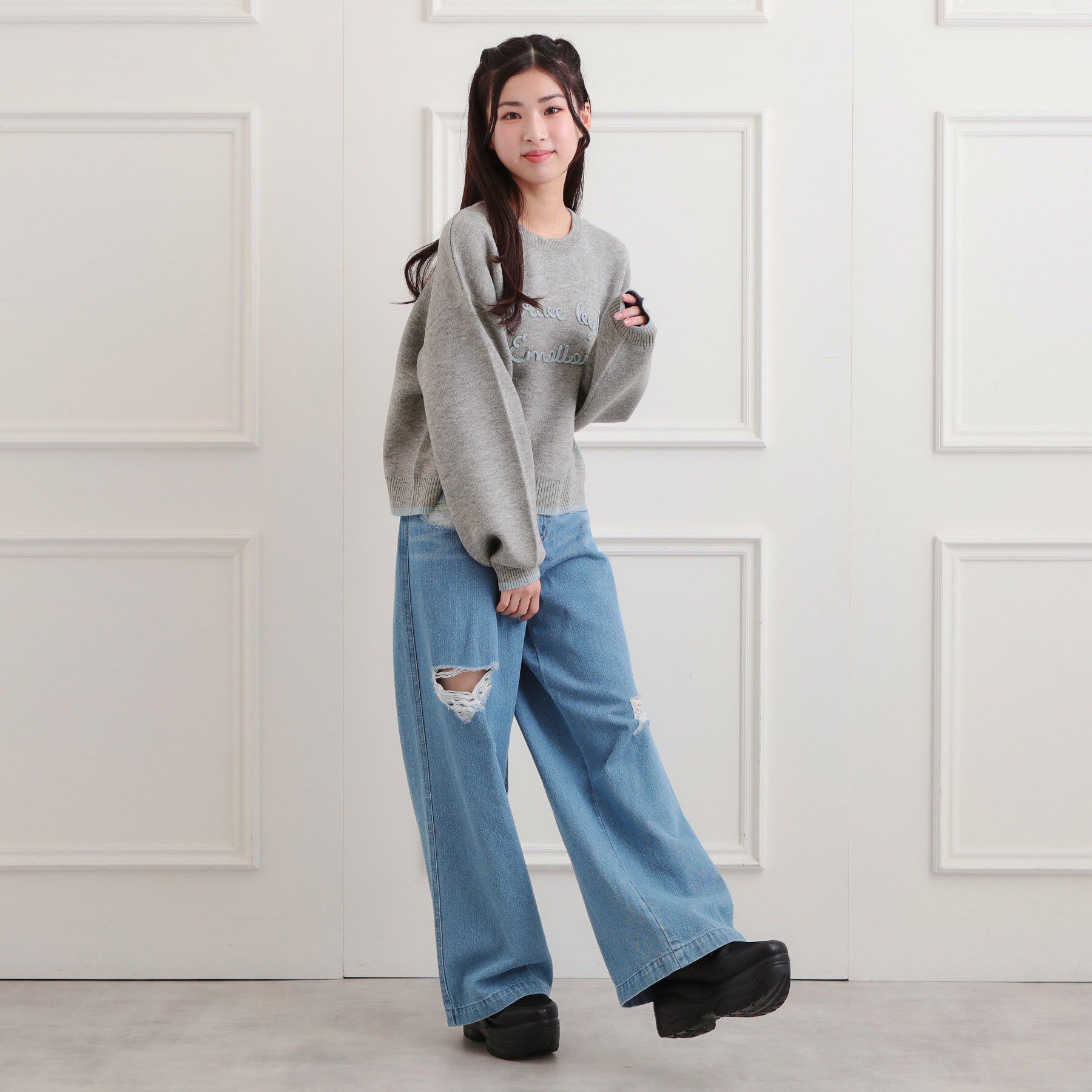 PINK-latte「コード風ステッチニットプルオーバー」|ニット・セーター|