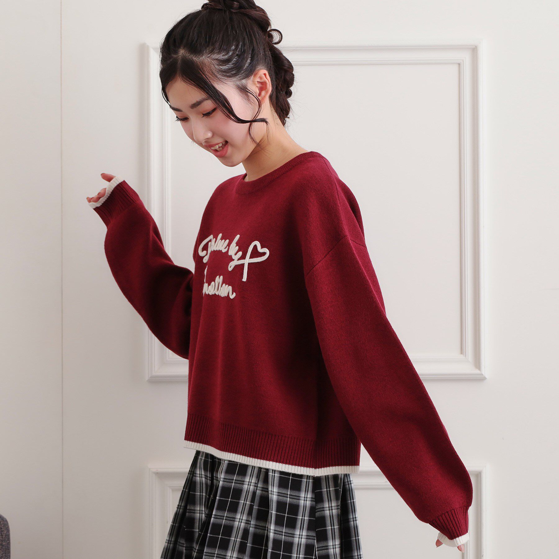 PINK-latte「コード風ステッチニットプルオーバー」|ニット・セーター|