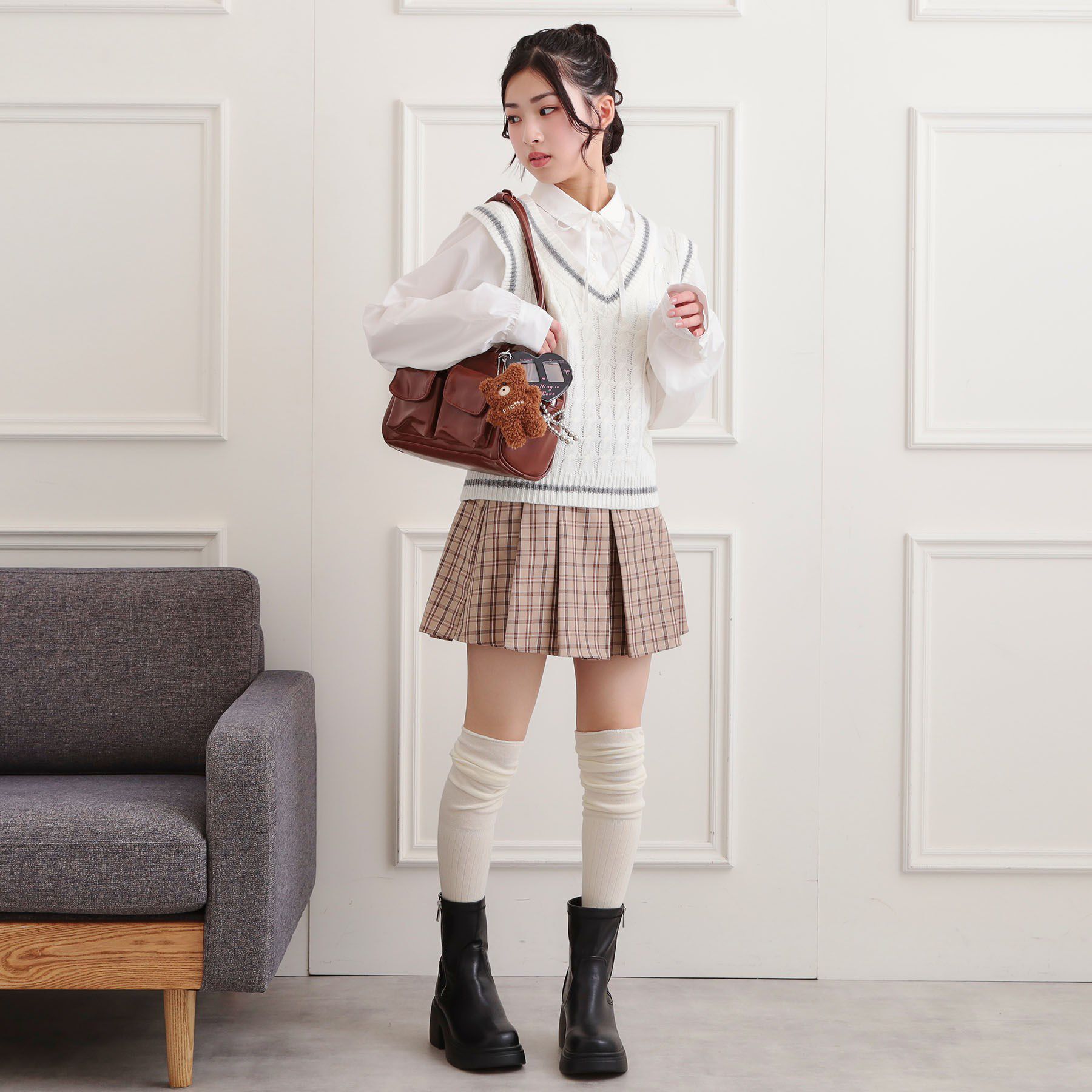 PINK-latte「ニットベストドッキングシャツ」|シャツ・ブラウス|