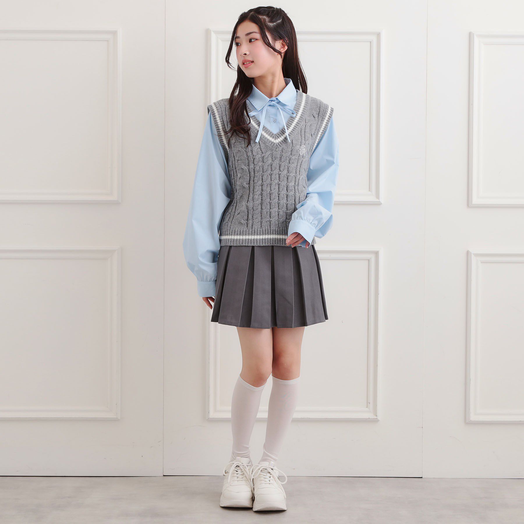 PINK-latte「ニットベストドッキングシャツ」|シャツ・ブラウス|