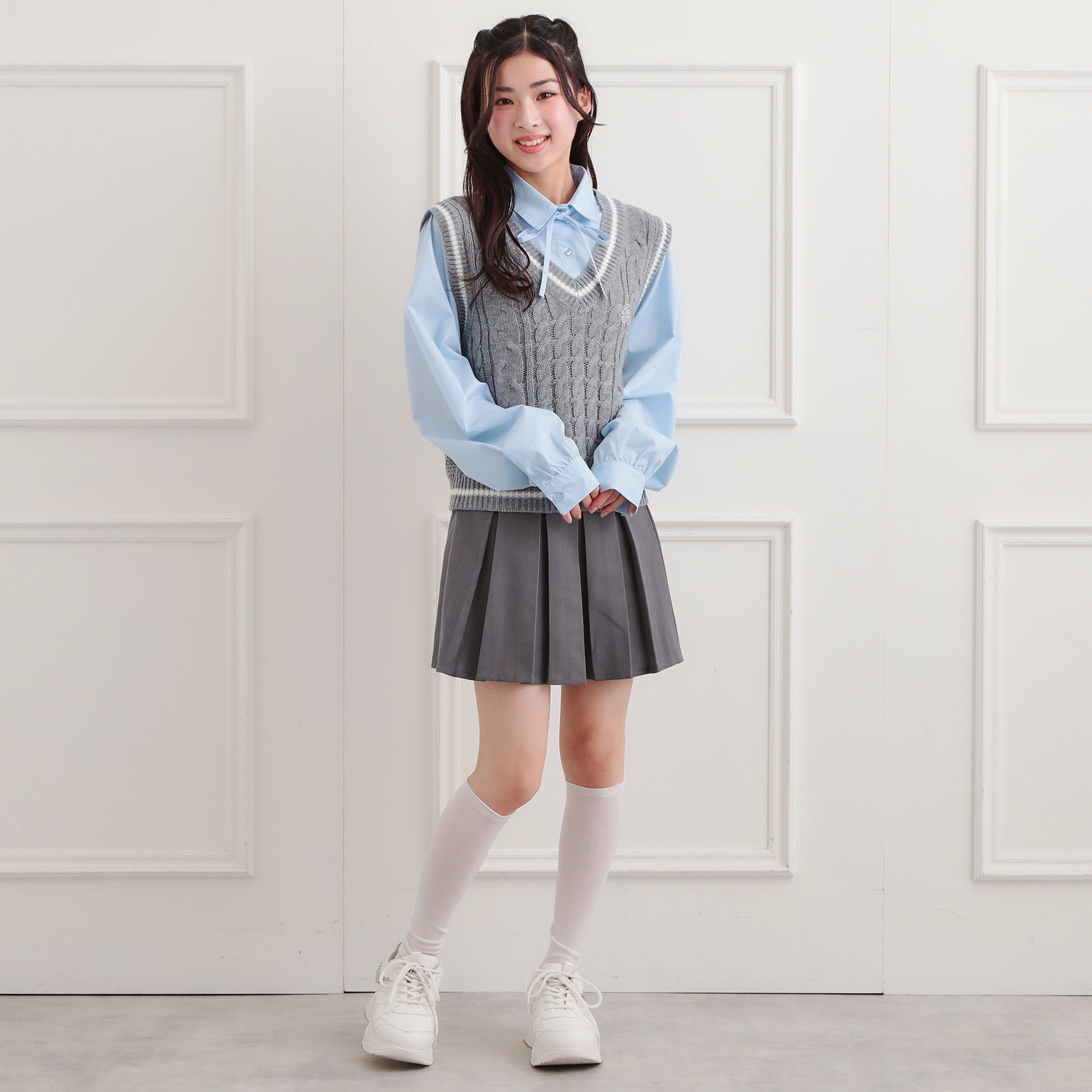 PINK-latte「ニットベストドッキングシャツ」|シャツ・ブラウス|