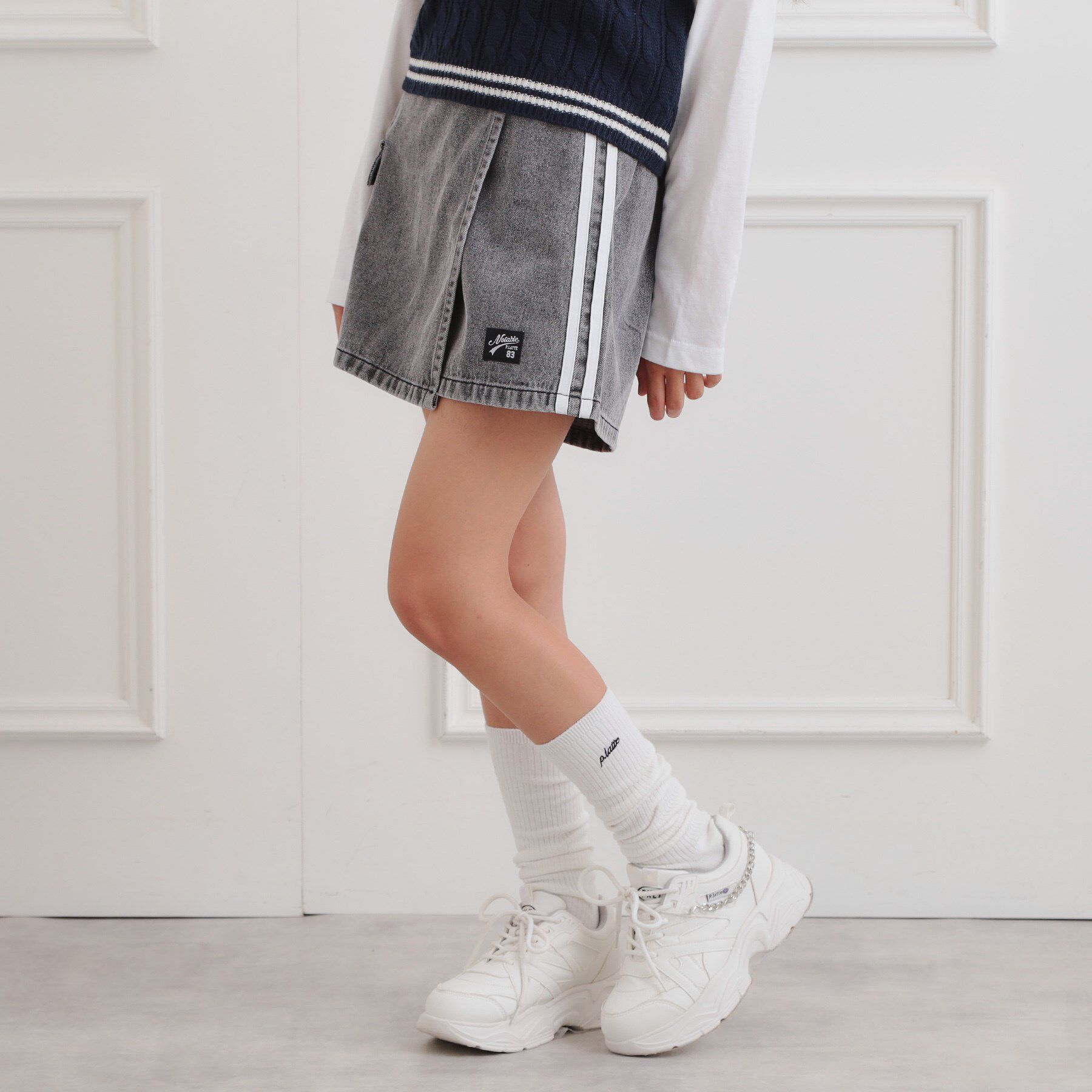 PINK-latte「ラップサイドラインスカパン」|スカート|