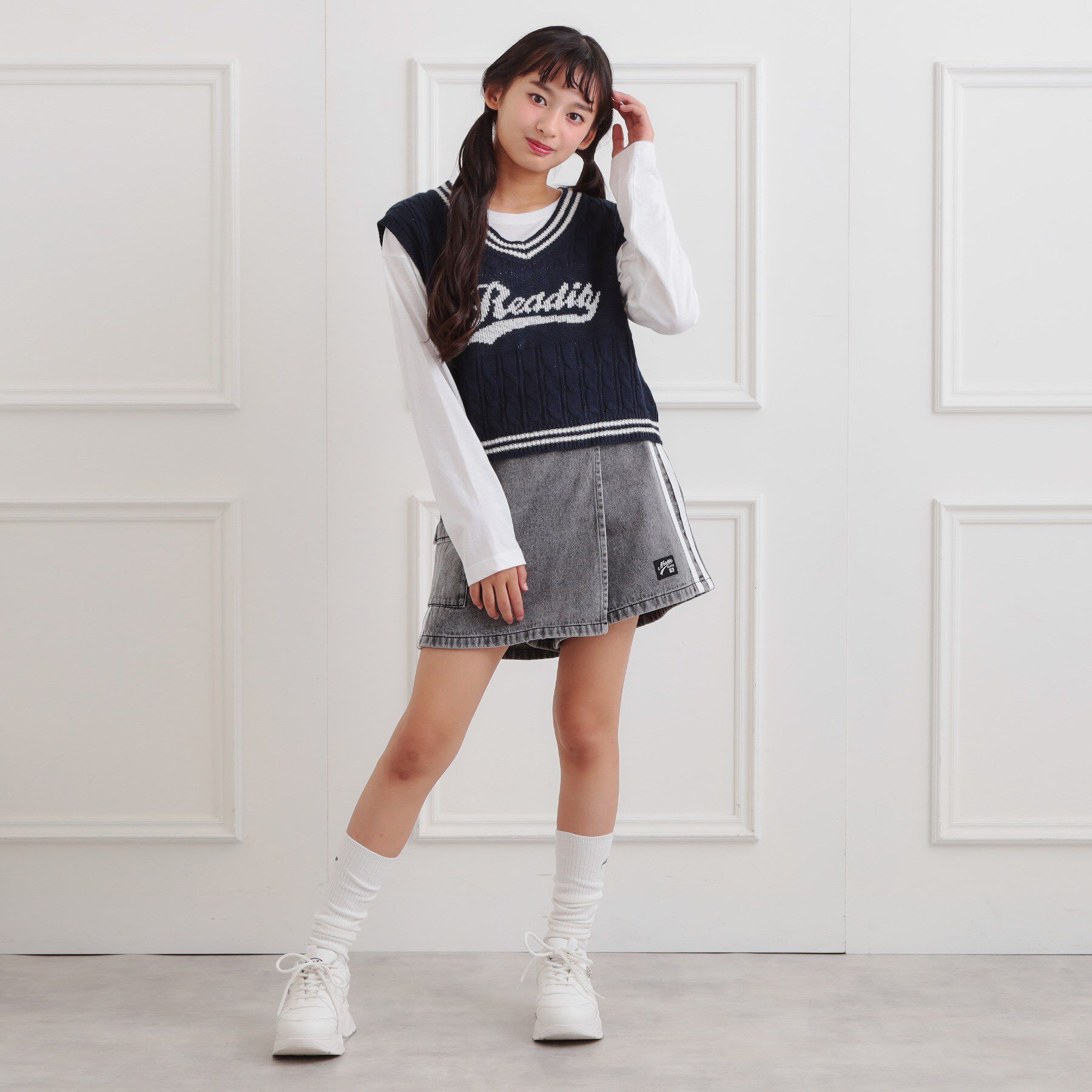 PINK-latte「ラップサイドラインスカパン」|スカート|