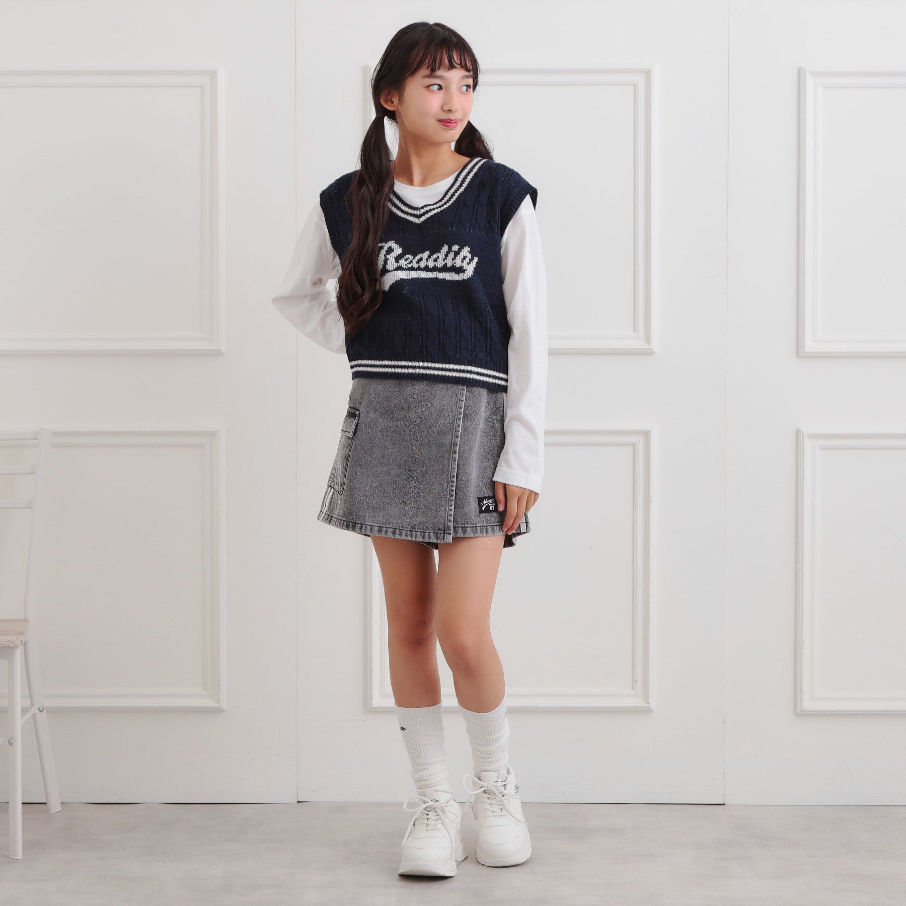 PINK-latte「ラップサイドラインスカパン」|スカート|