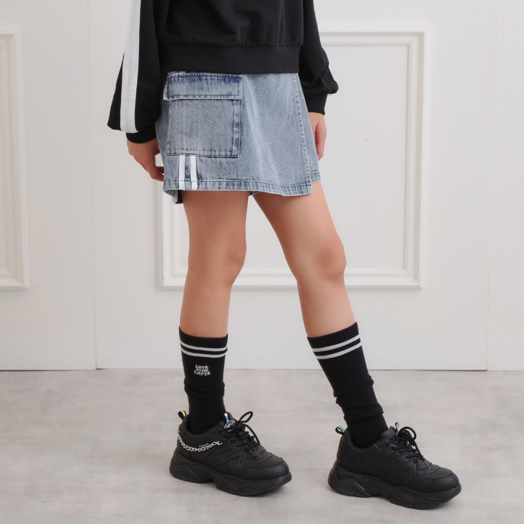 PINK-latte「ラップサイドラインスカパン」|スカート|