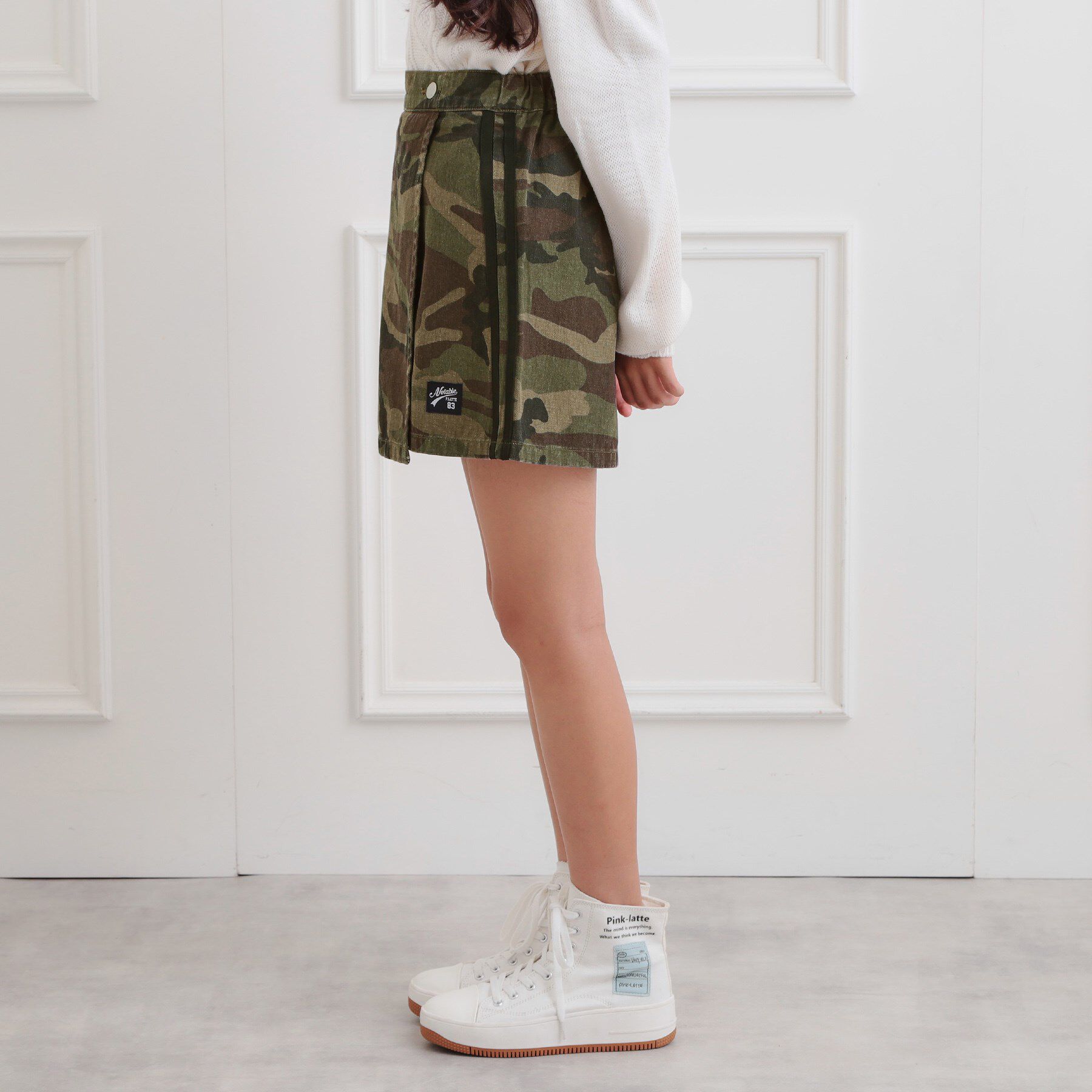 PINK-latte「ラップサイドラインスカパン」|スカート|