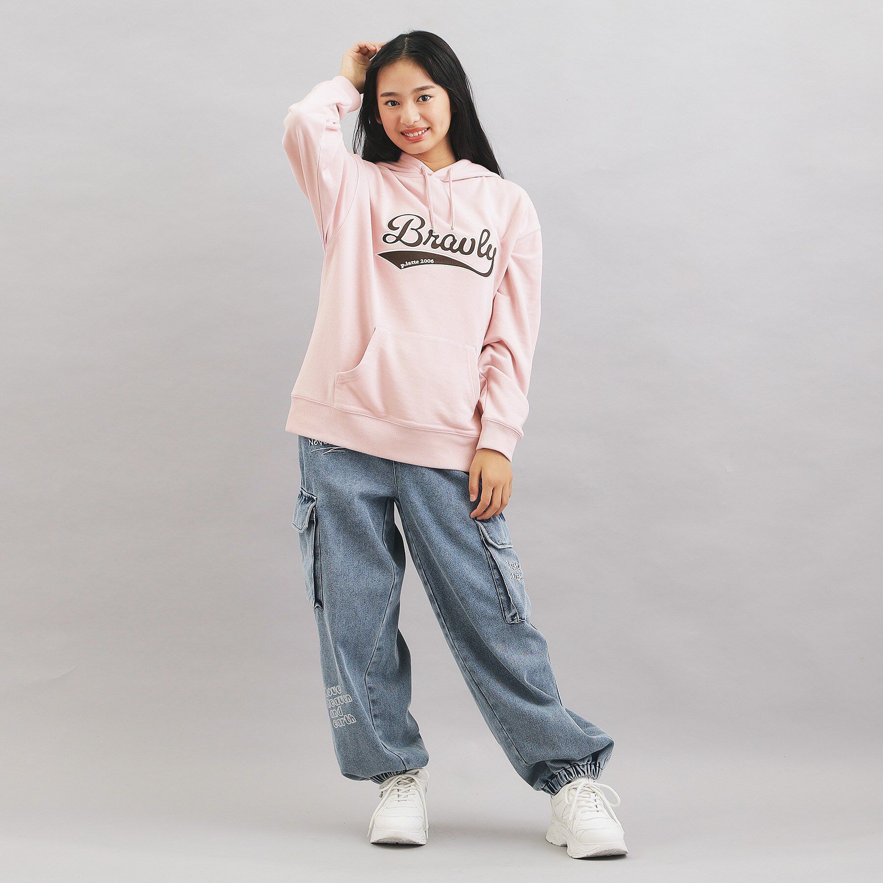 PINK-latte「サテンアップリケBIGパーカー」|パーカー|