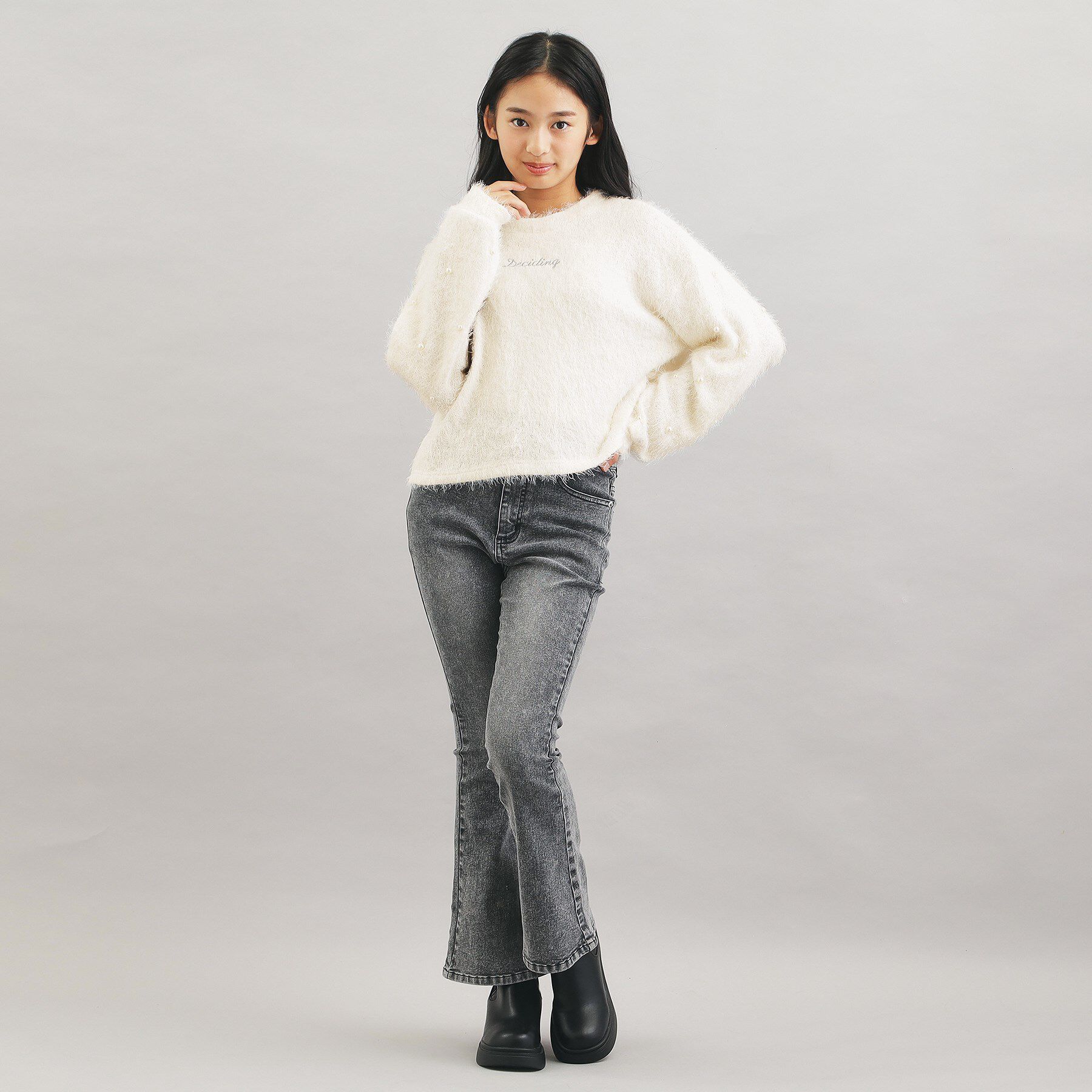 PINK-latte「シャギー袖パール調プルオーバー」|Tシャツ・カットソー|