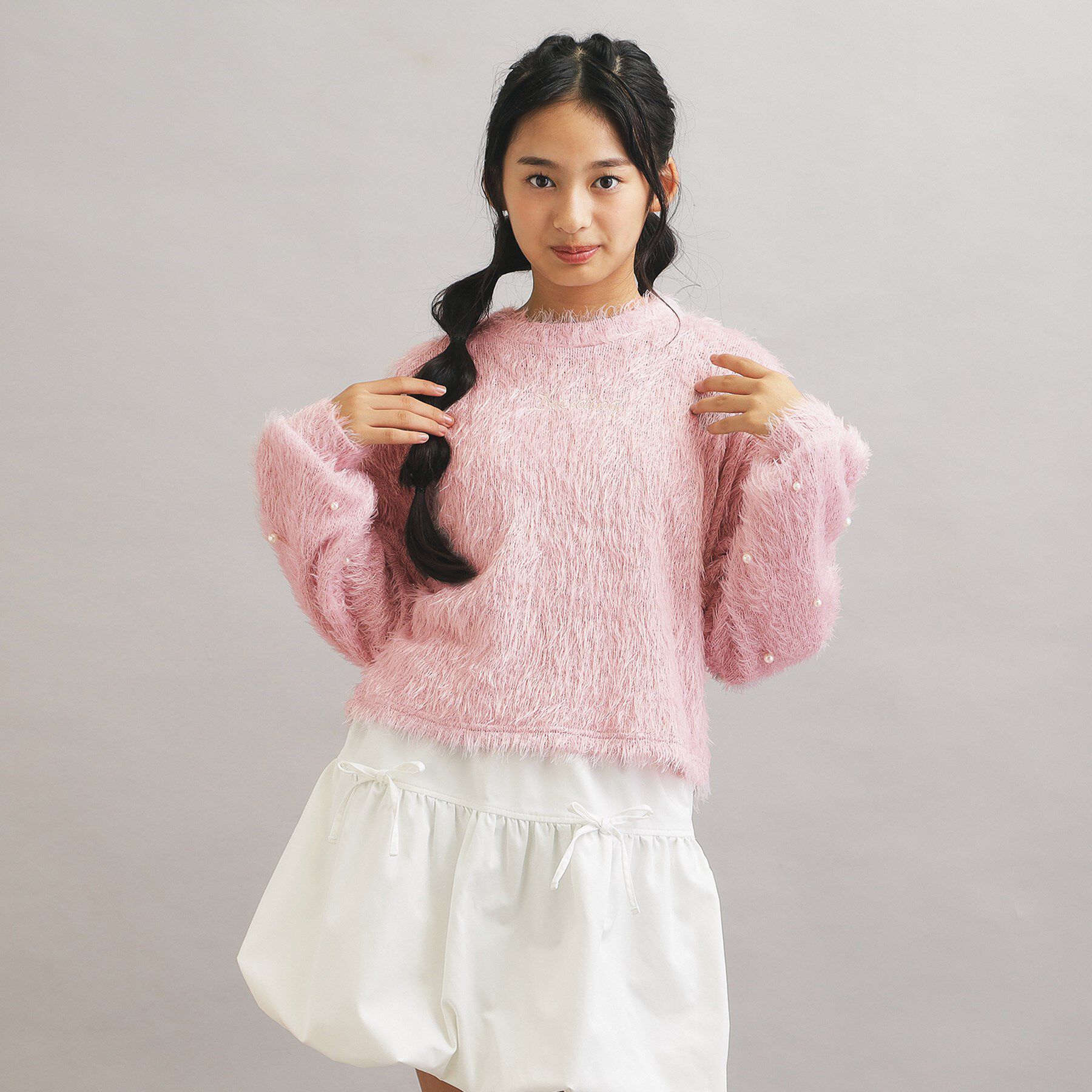 PINK-latte「シャギー袖パール調プルオーバー」|Tシャツ・カットソー|