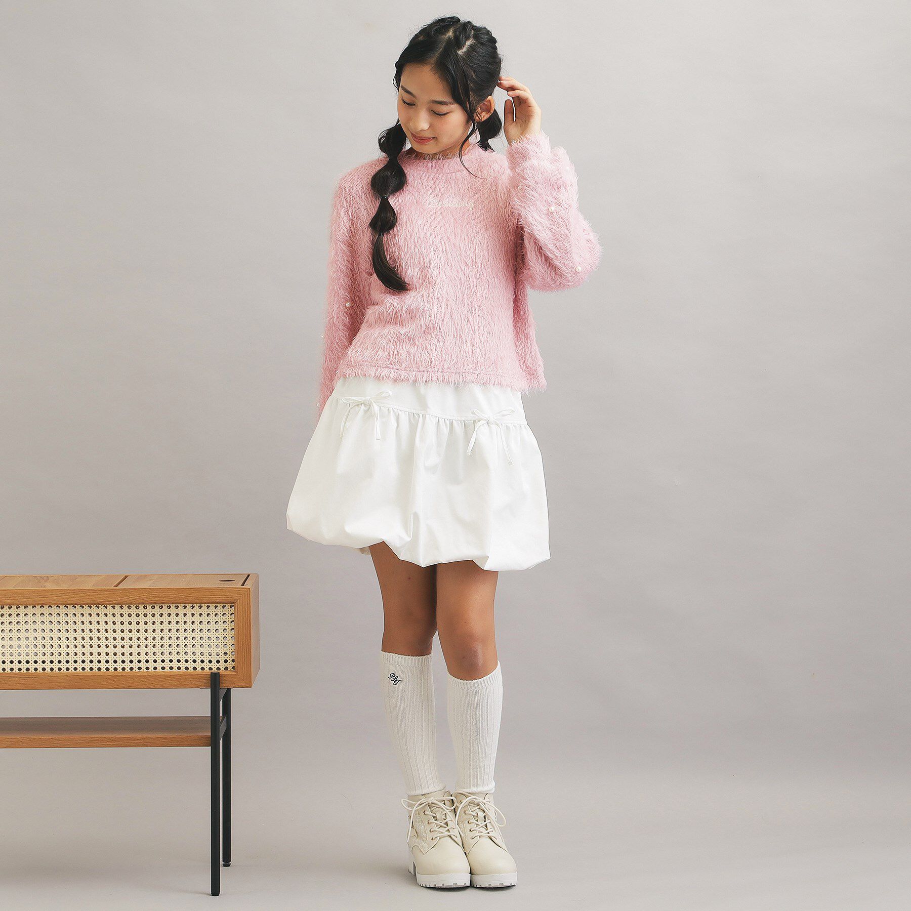 PINK-latte「シャギー袖パール調プルオーバー」|Tシャツ・カットソー|