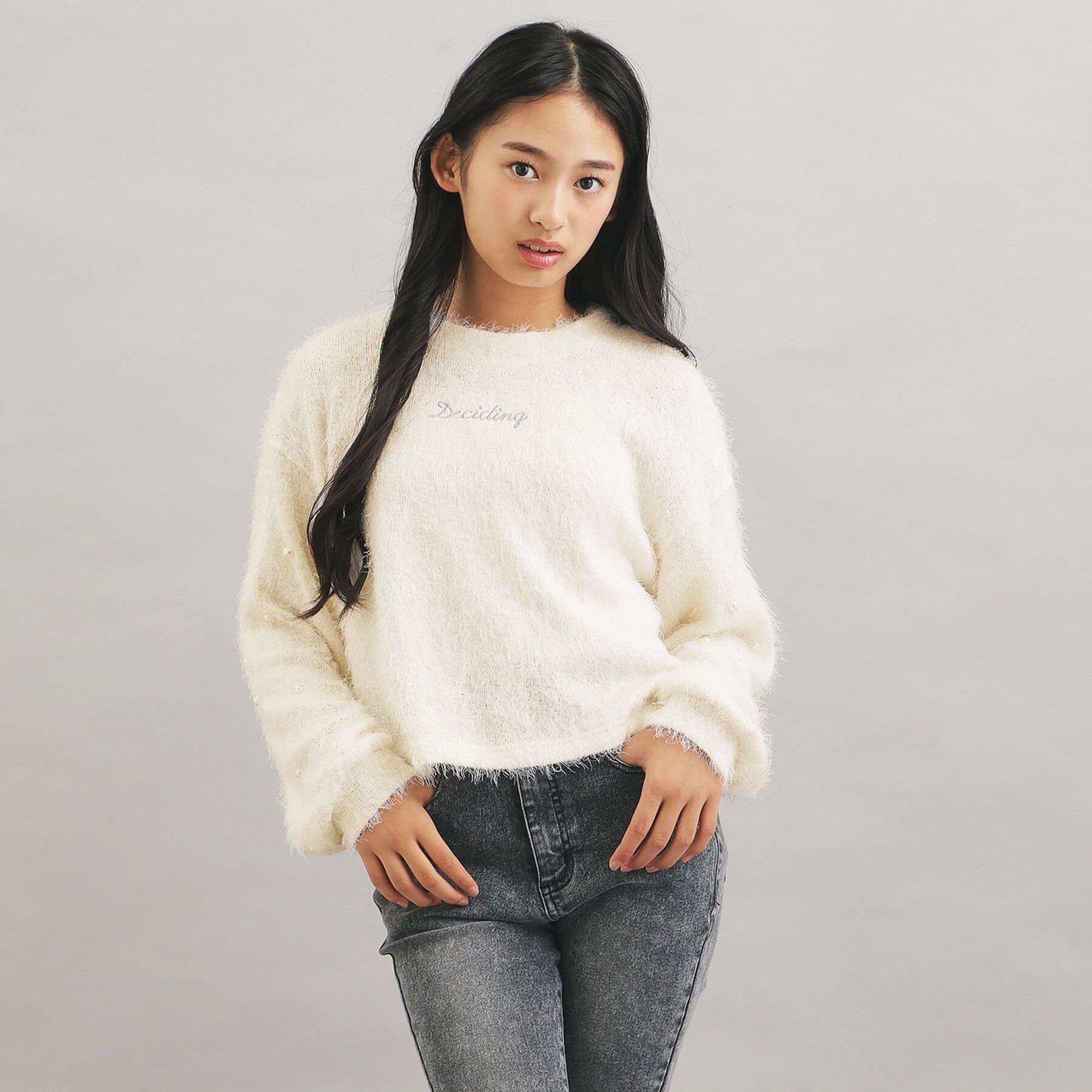 PINK-latte「シャギー袖パール調プルオーバー」|Tシャツ・カットソー|