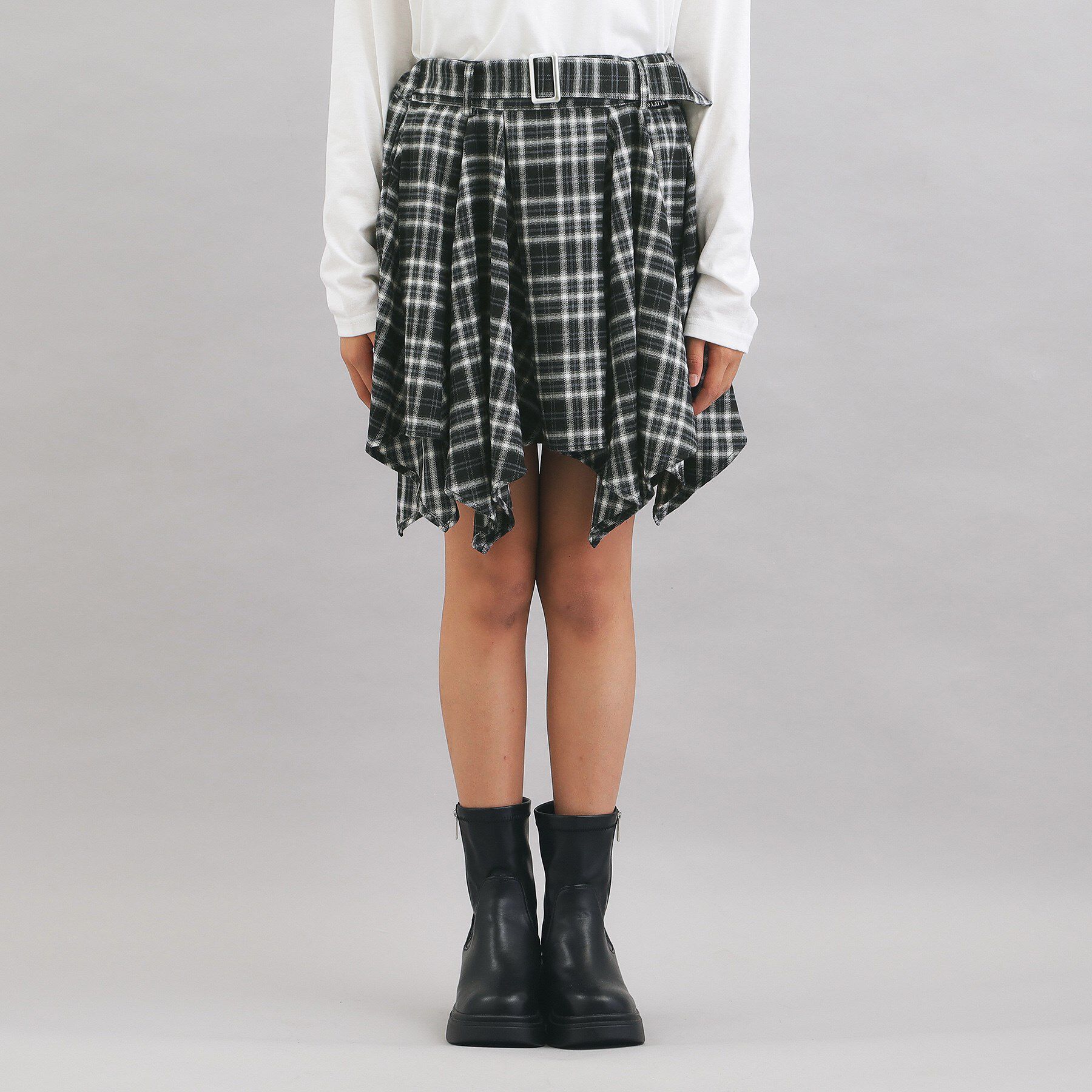 PINK-latte「チェック変形ヘムスカート」|スカート|