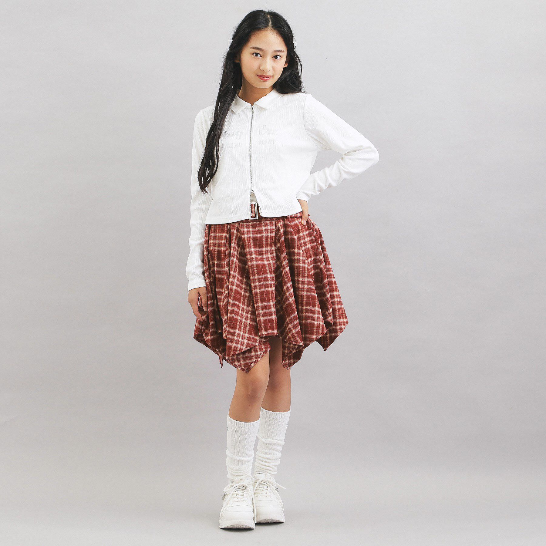 PINK-latte「チェック変形ヘムスカート」|スカート|