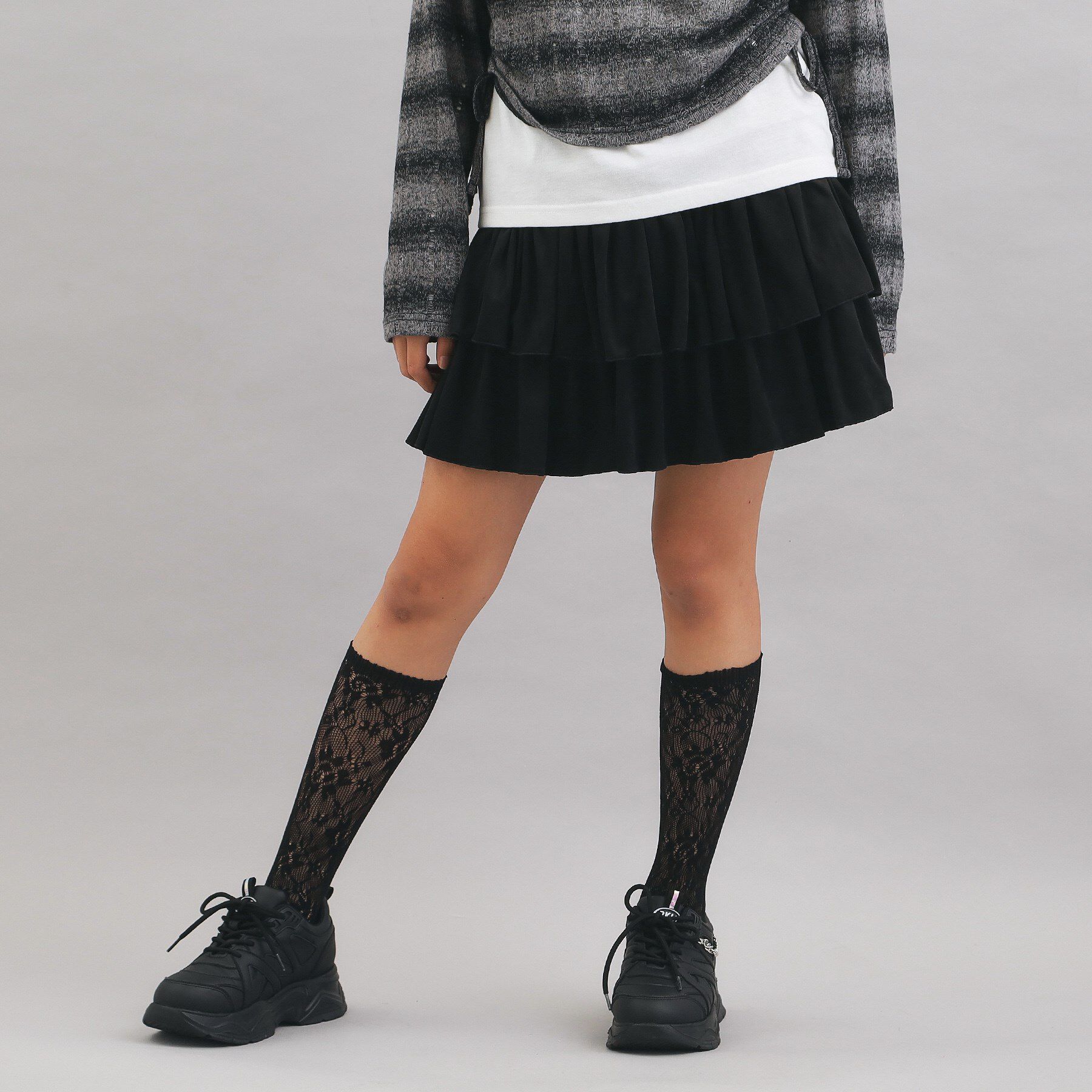 PINK-latte「フェイクスエードティアードスカート」|スカート|