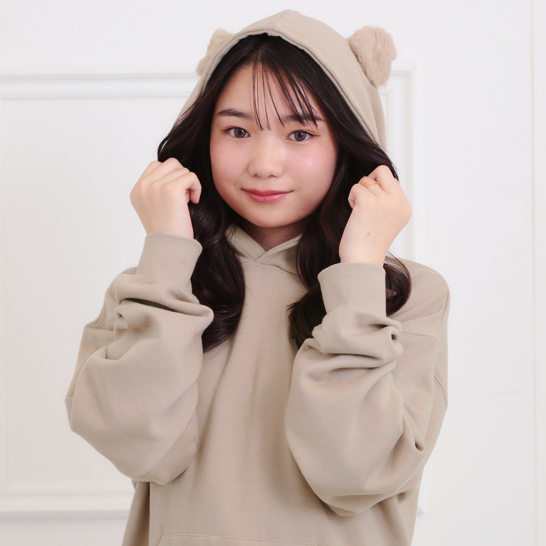 PINK-latte「くま耳チュニックパーカー」|パーカー|